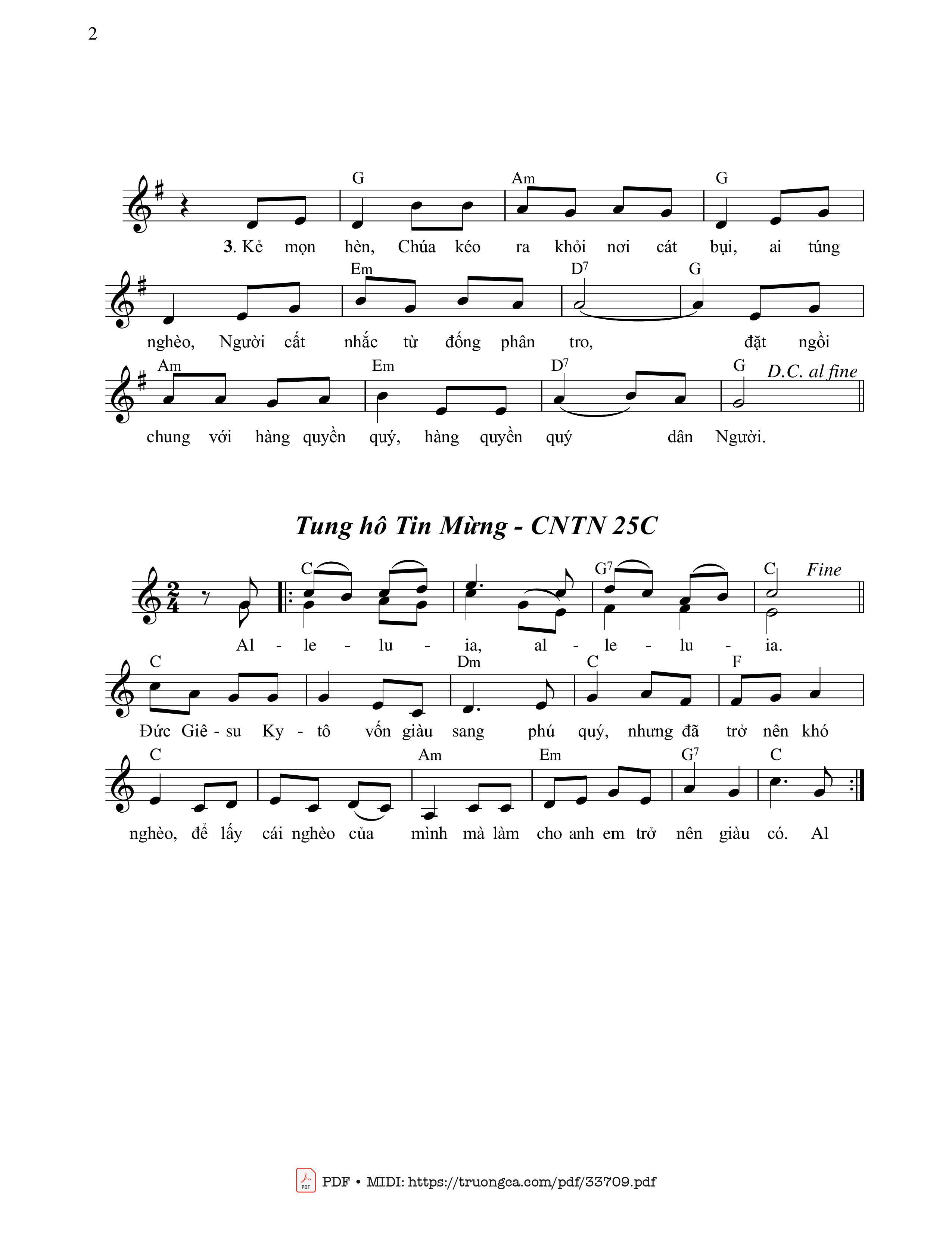 Page 2 of Sheet music PDF Thánh Vịnh 112, Nào Ca Ngợi Chúa - Ngọc Cẩn