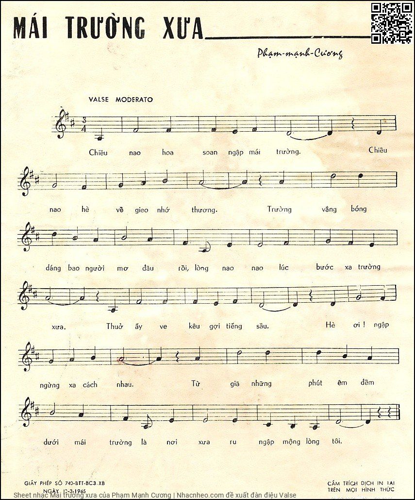 Page 2 of Sheet music PDF Mái trường xưa - Phạm Mạnh Cương