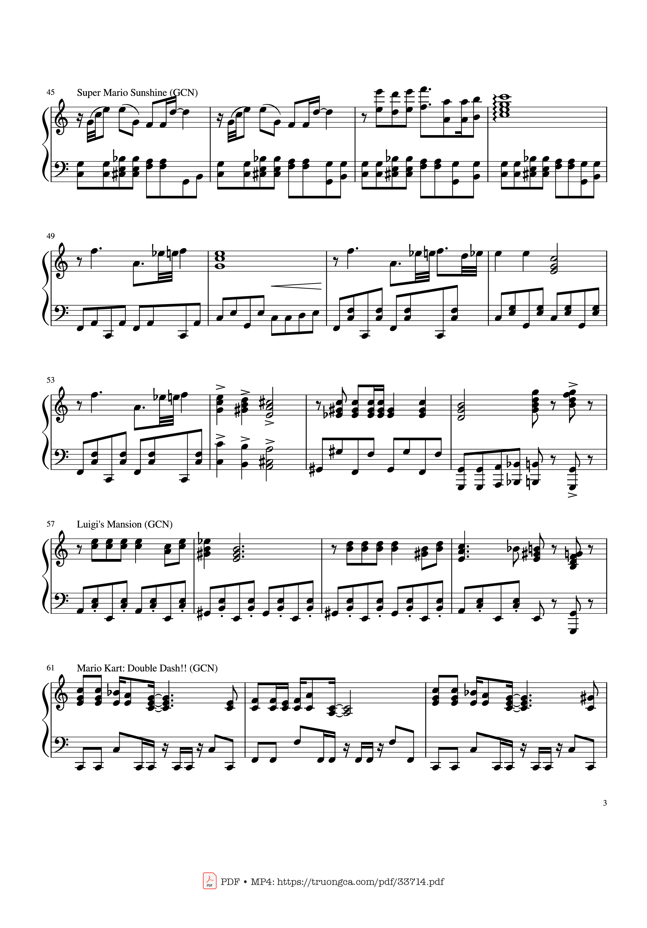 Page 3 of Sheet music PDF Mario Medley Piano - Koji Kondo