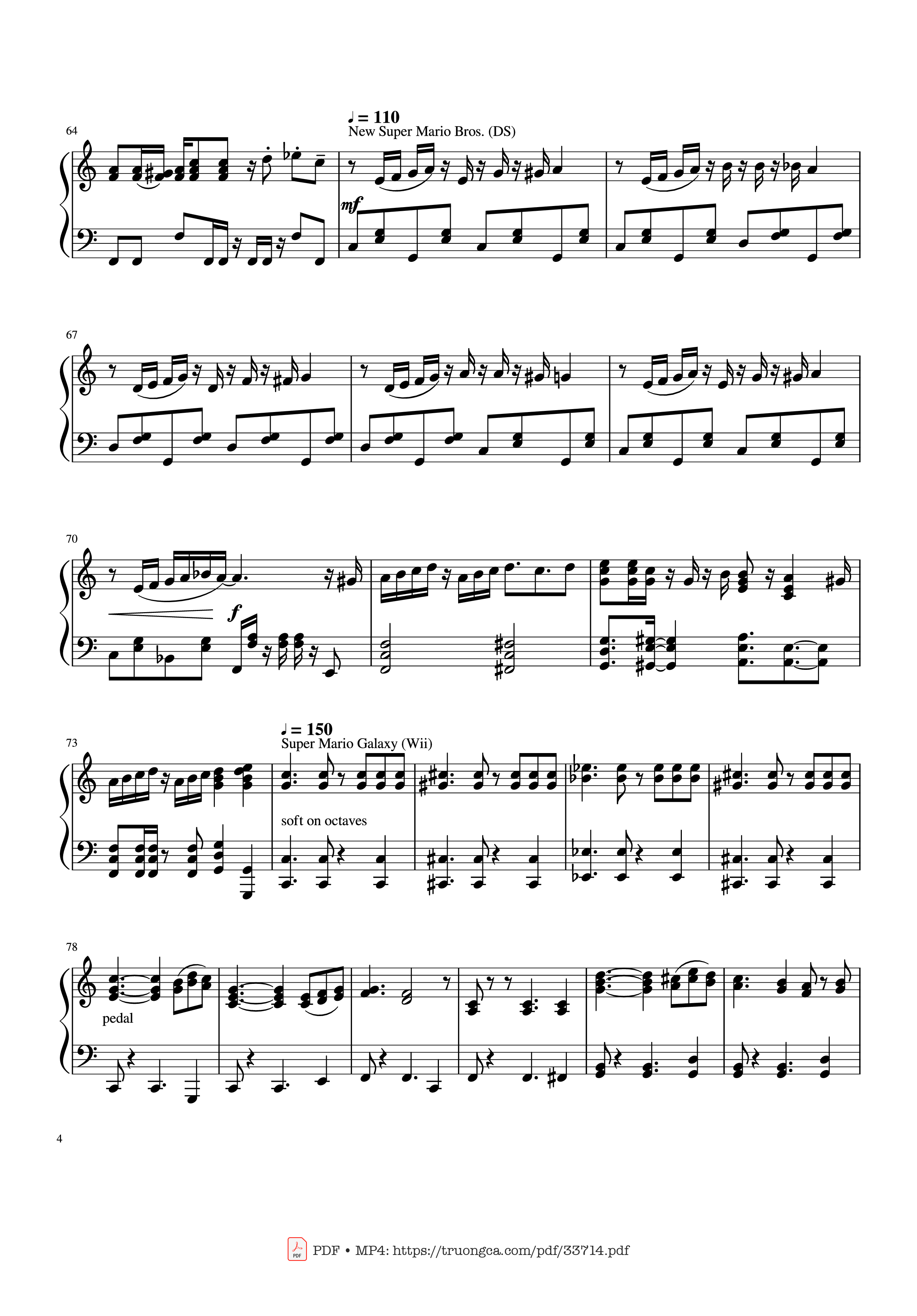 Page 4 of Sheet music PDF Mario Medley Piano - Koji Kondo