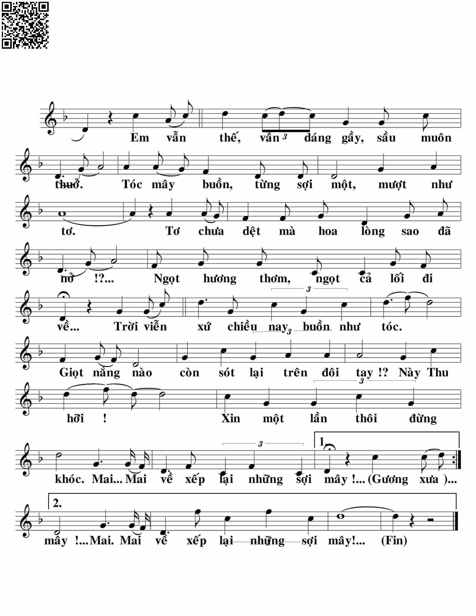 Page 2 of Sheet music PDF Mai về xếp lại sợi mây - Giao Tiên