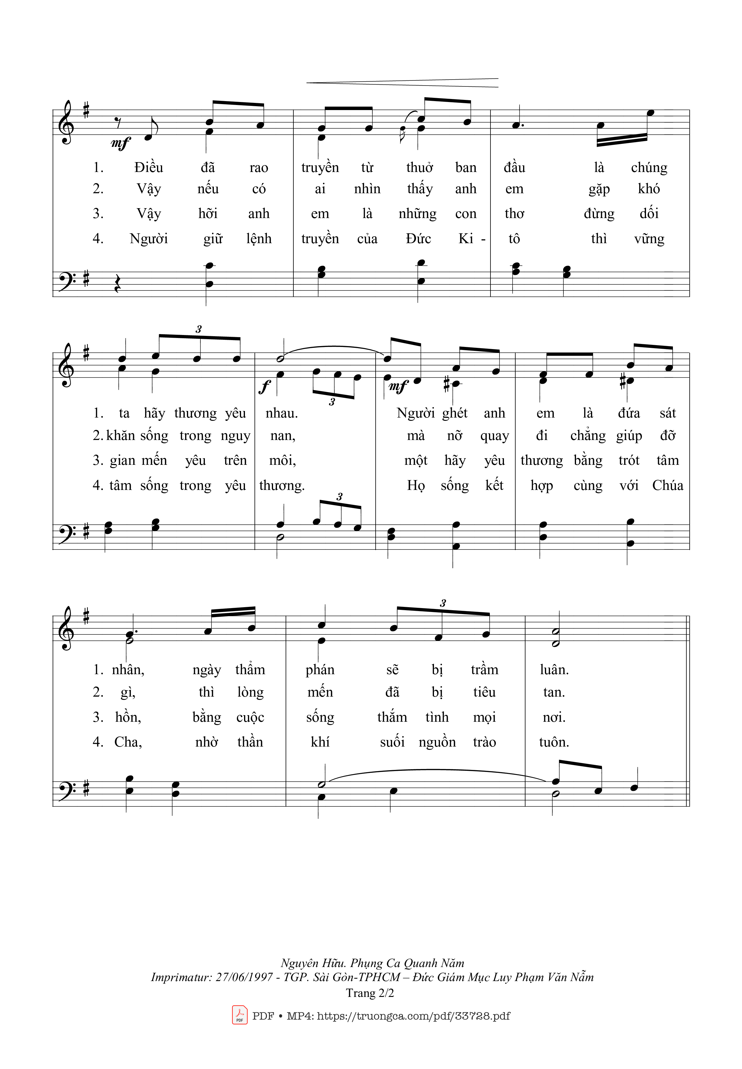 Page 2 of Sheet music PDF Hãy Thương Yêu Nhau - Nguyên Hữu