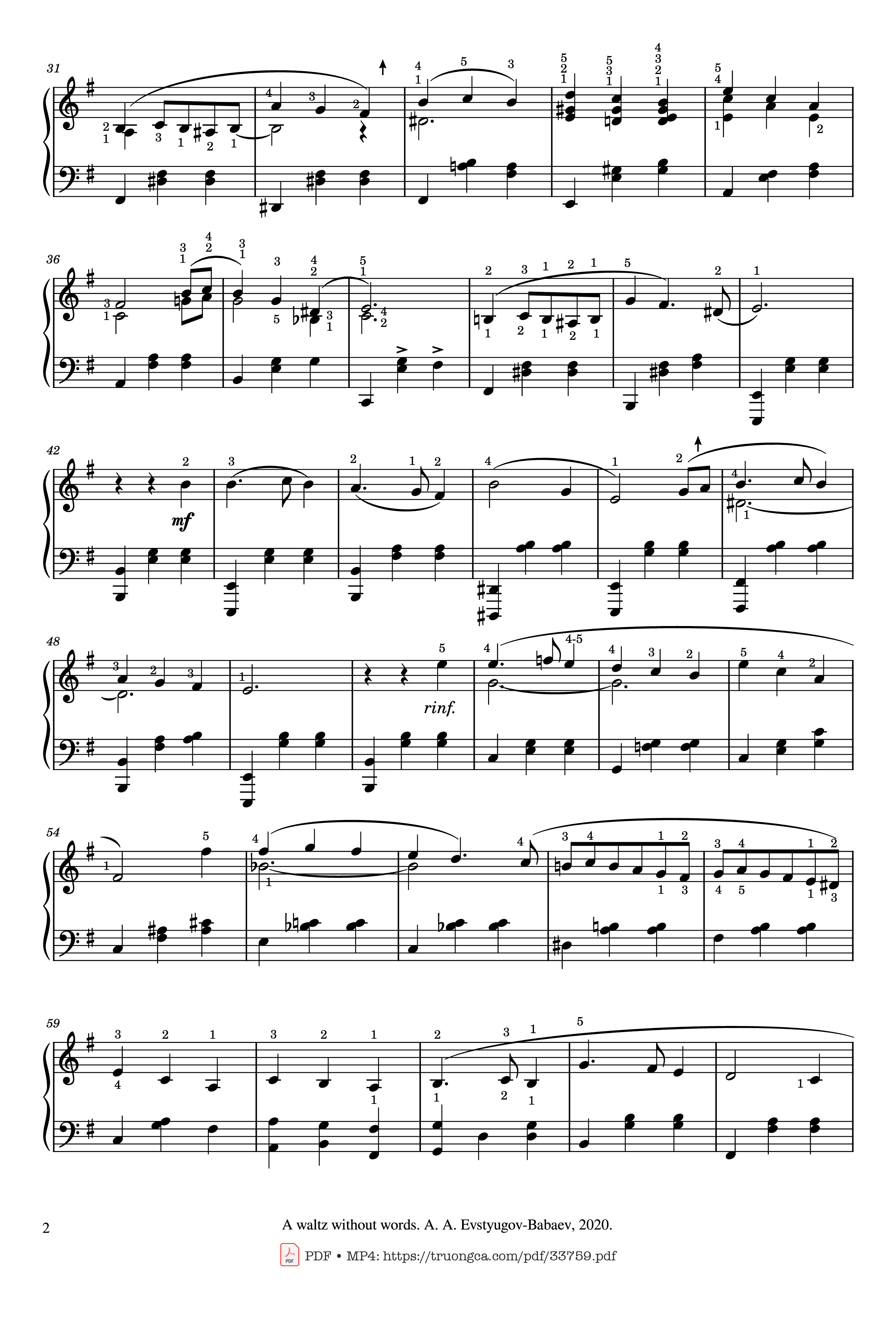 Page 2 of Sheet music PDF Piano Вальс ни о чём (A waltz without words) Piano - Alexander Evstyugov-Babaev