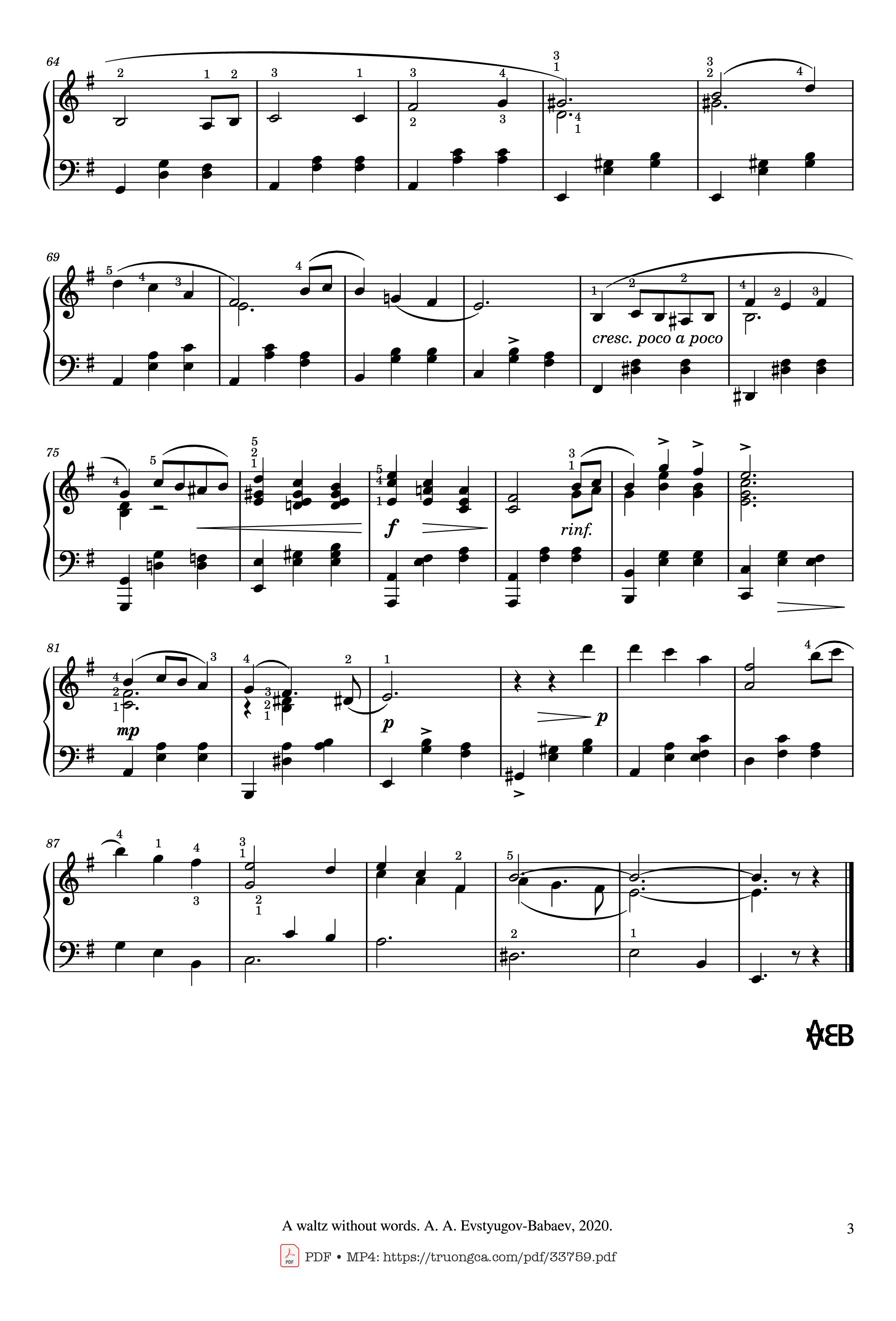 Page 3 of Sheet music PDF Piano Вальс ни о чём (A waltz without words) Piano - Alexander Evstyugov-Babaev