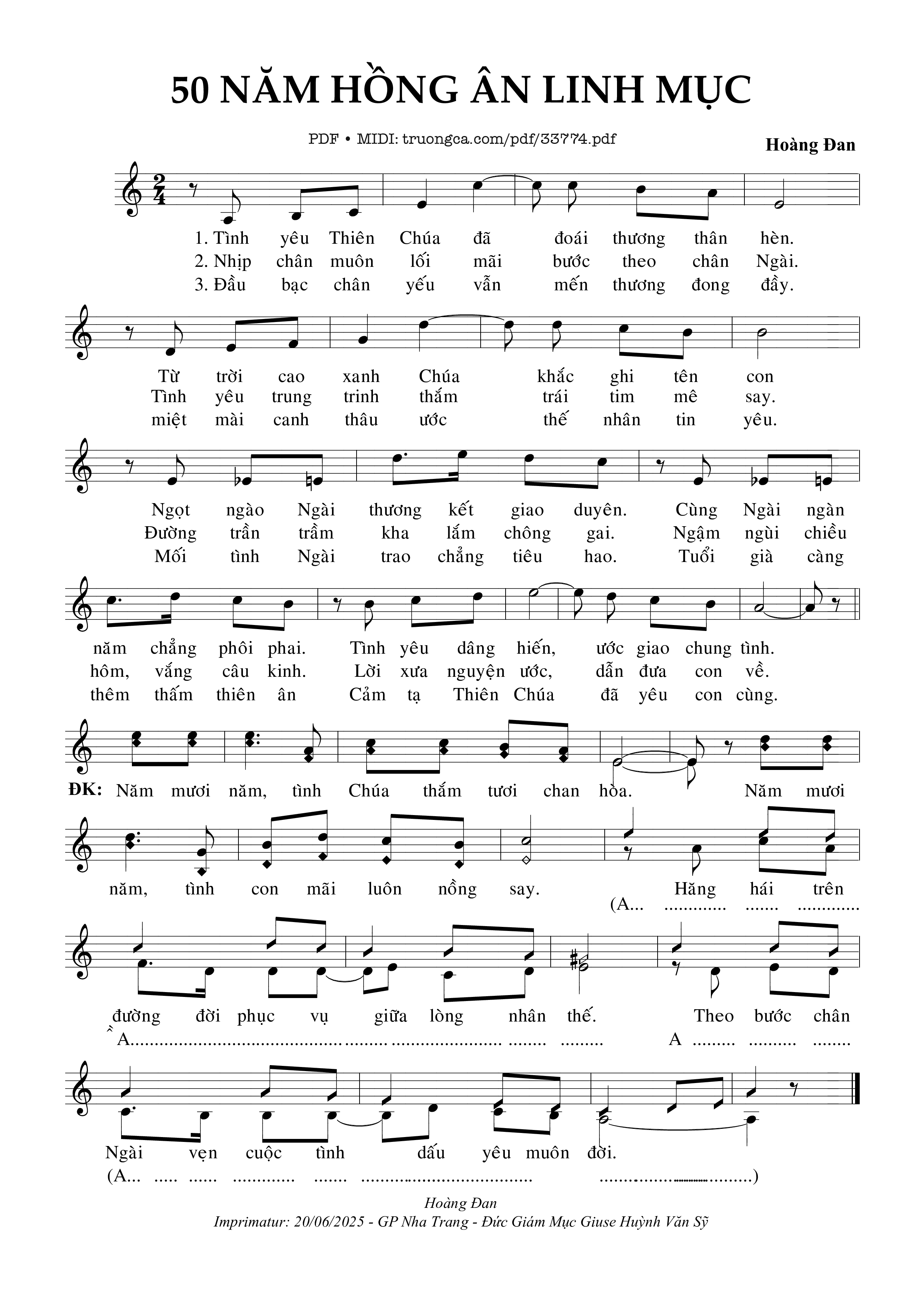 Sheet PDF of 50 Năm Hồng Ân Linh Mục