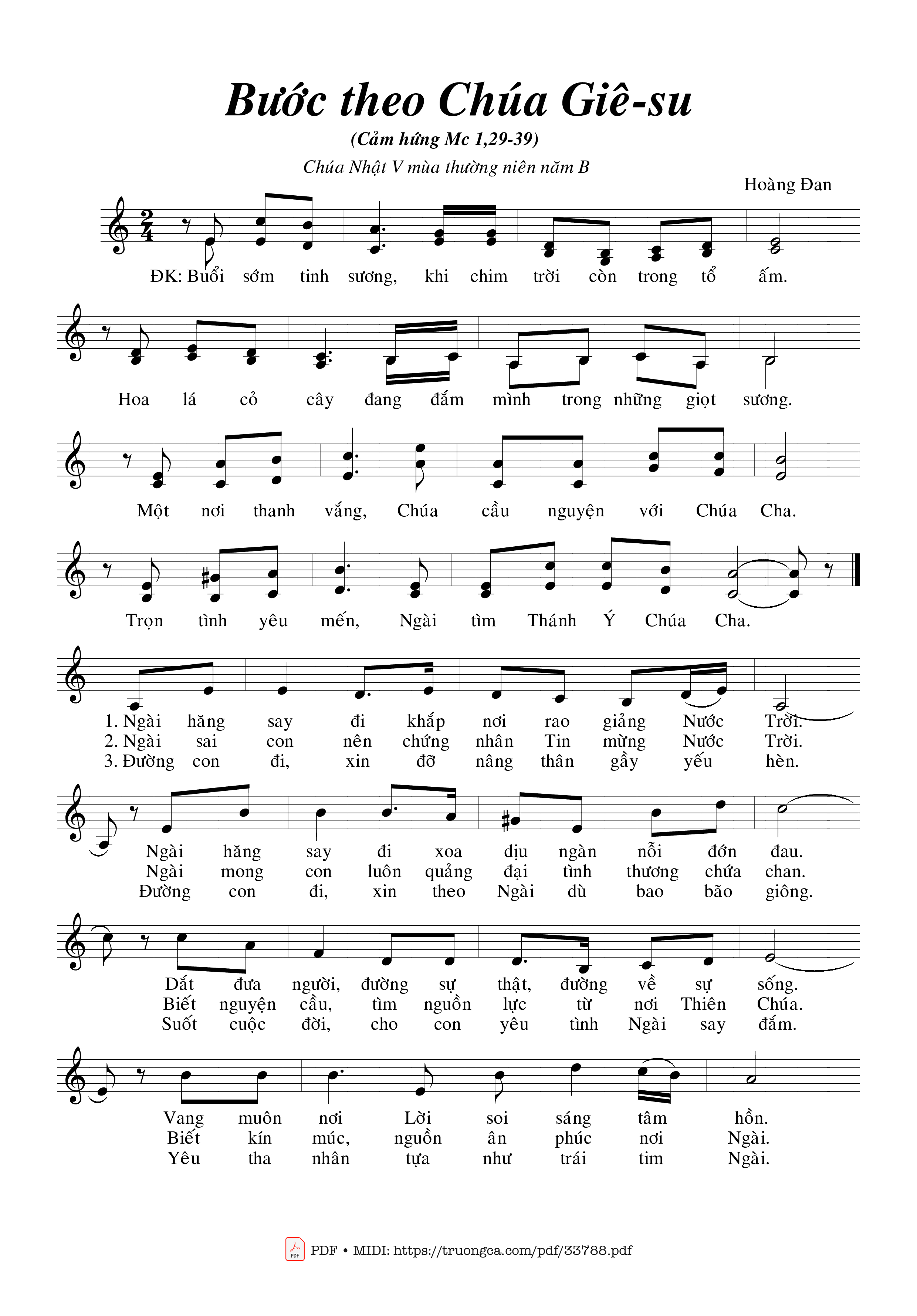 Sheet PDF of Bước Theo Chúa Giê-Su