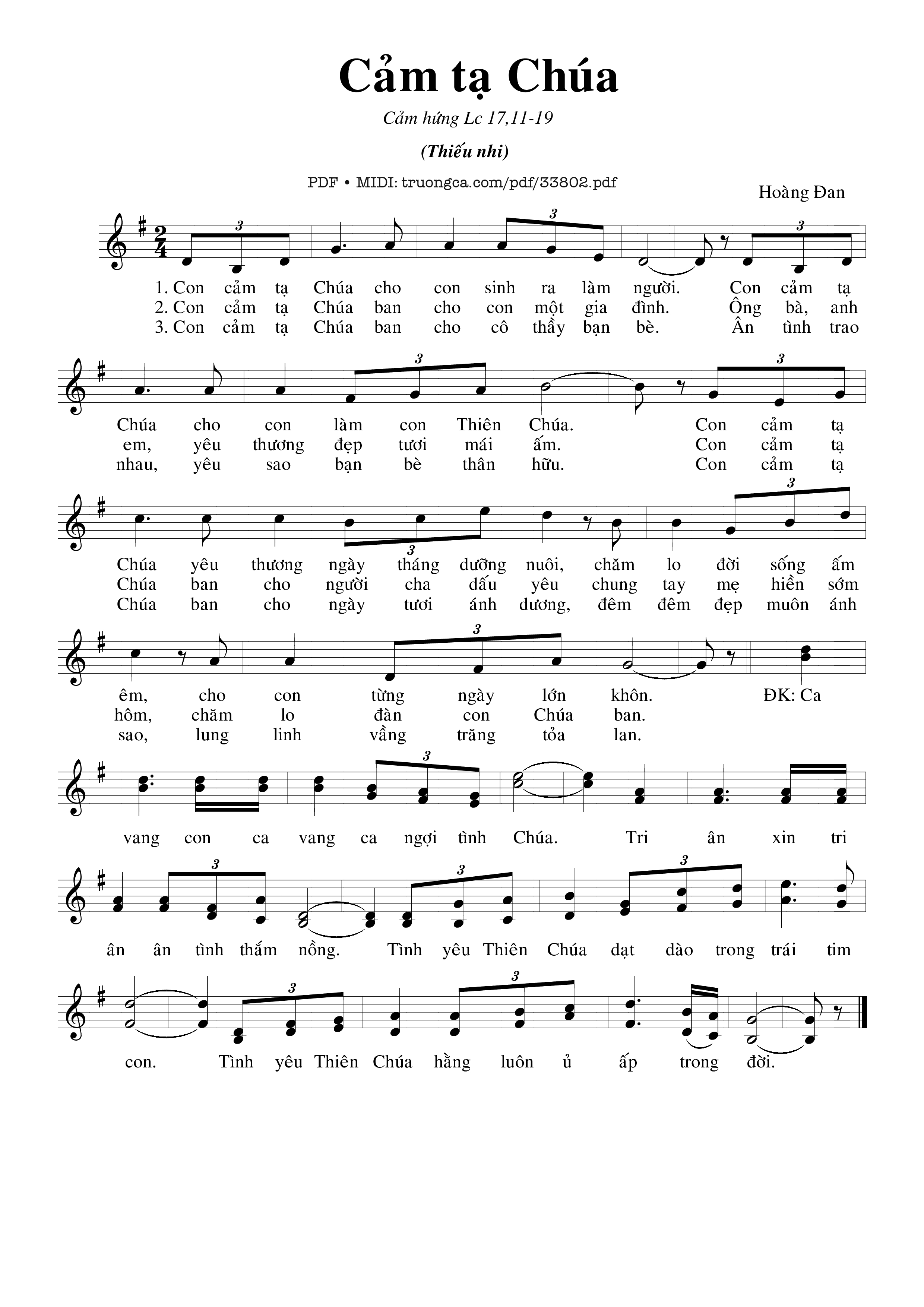Sheet PDF of Cảm Tạ Chúa
