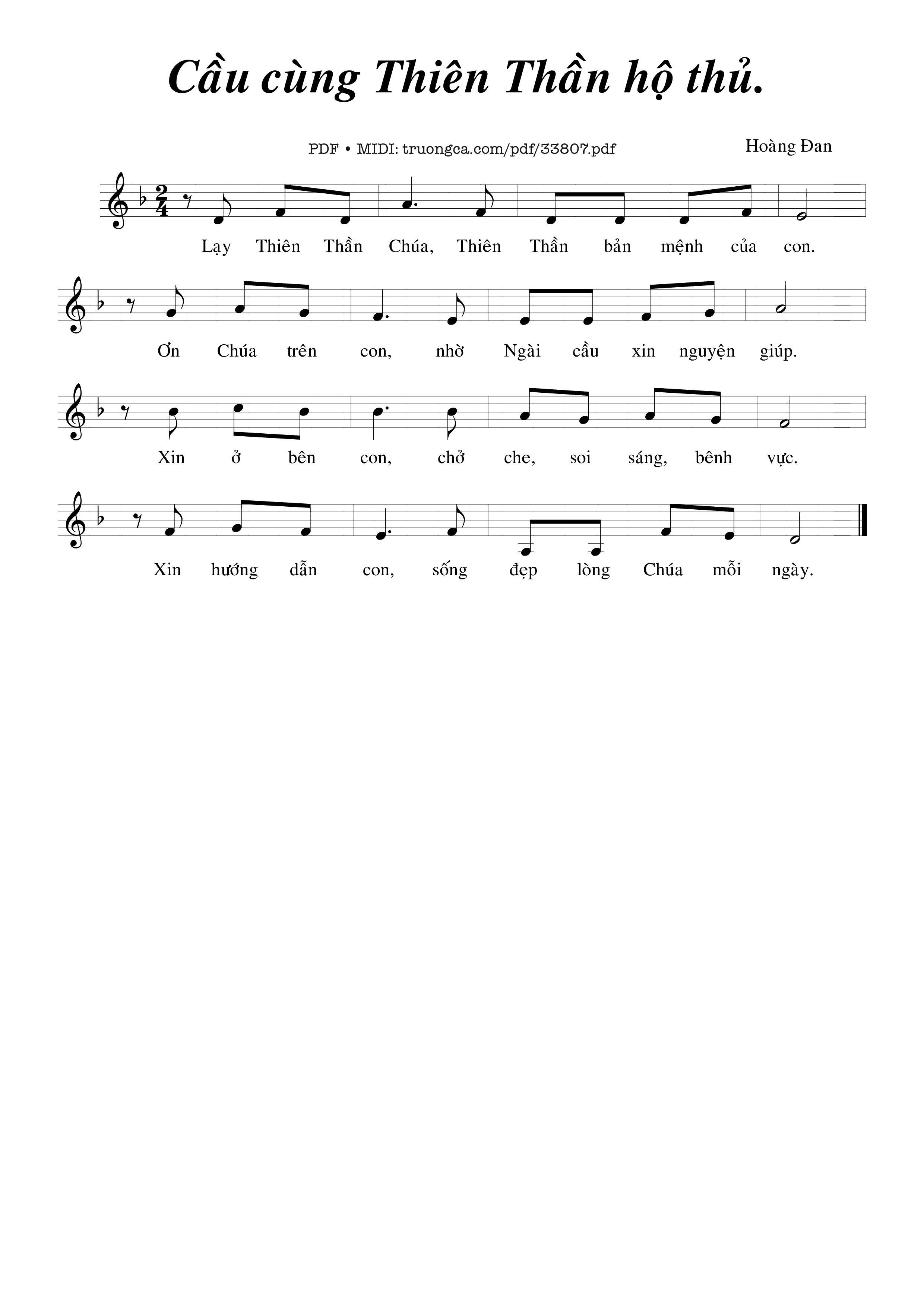 Sheet PDF of Cầu Cùng Thiên Thần Hộ Thủ