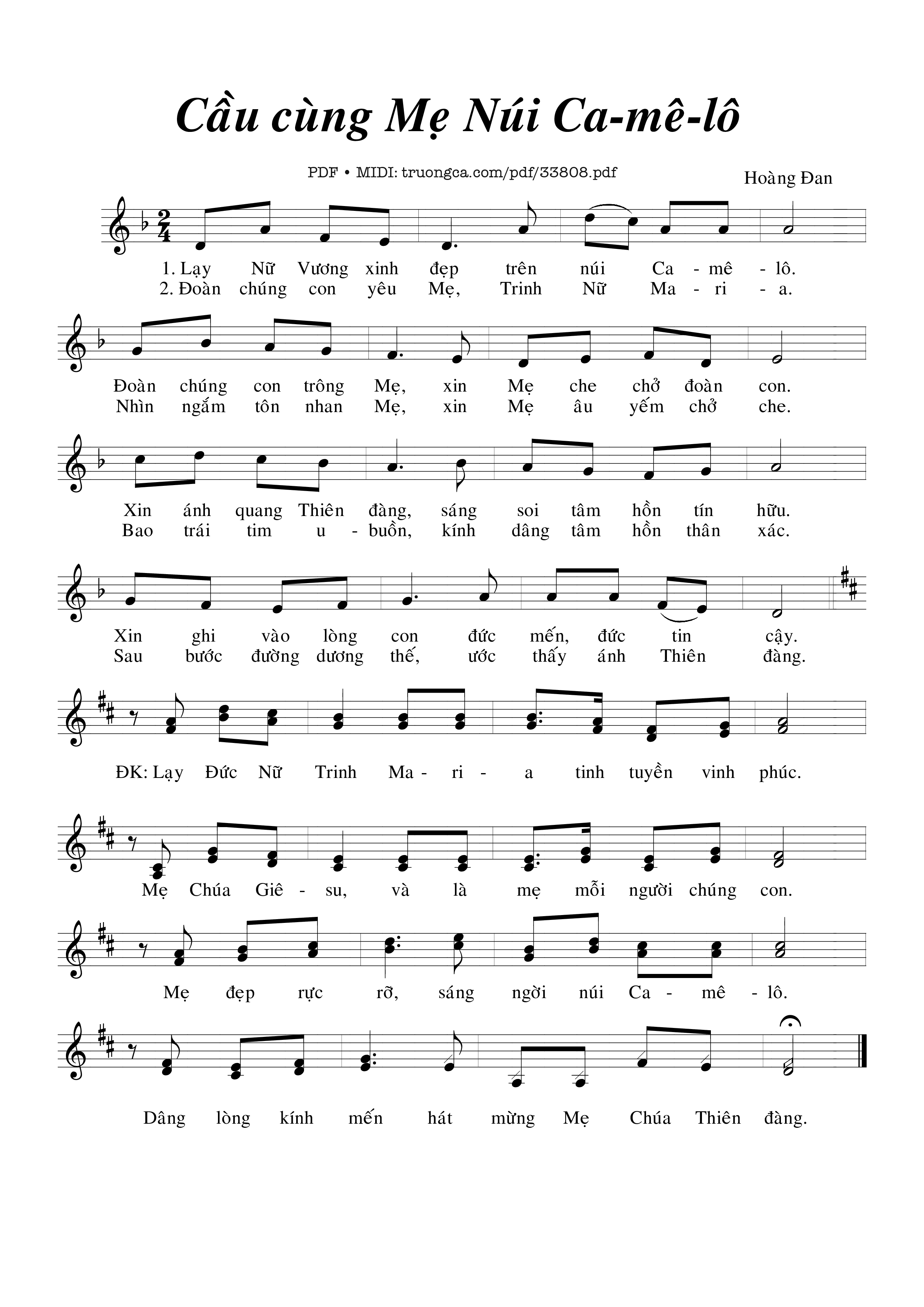 Sheet PDF of Cầu Cùng Mẹ Núi Camêlô