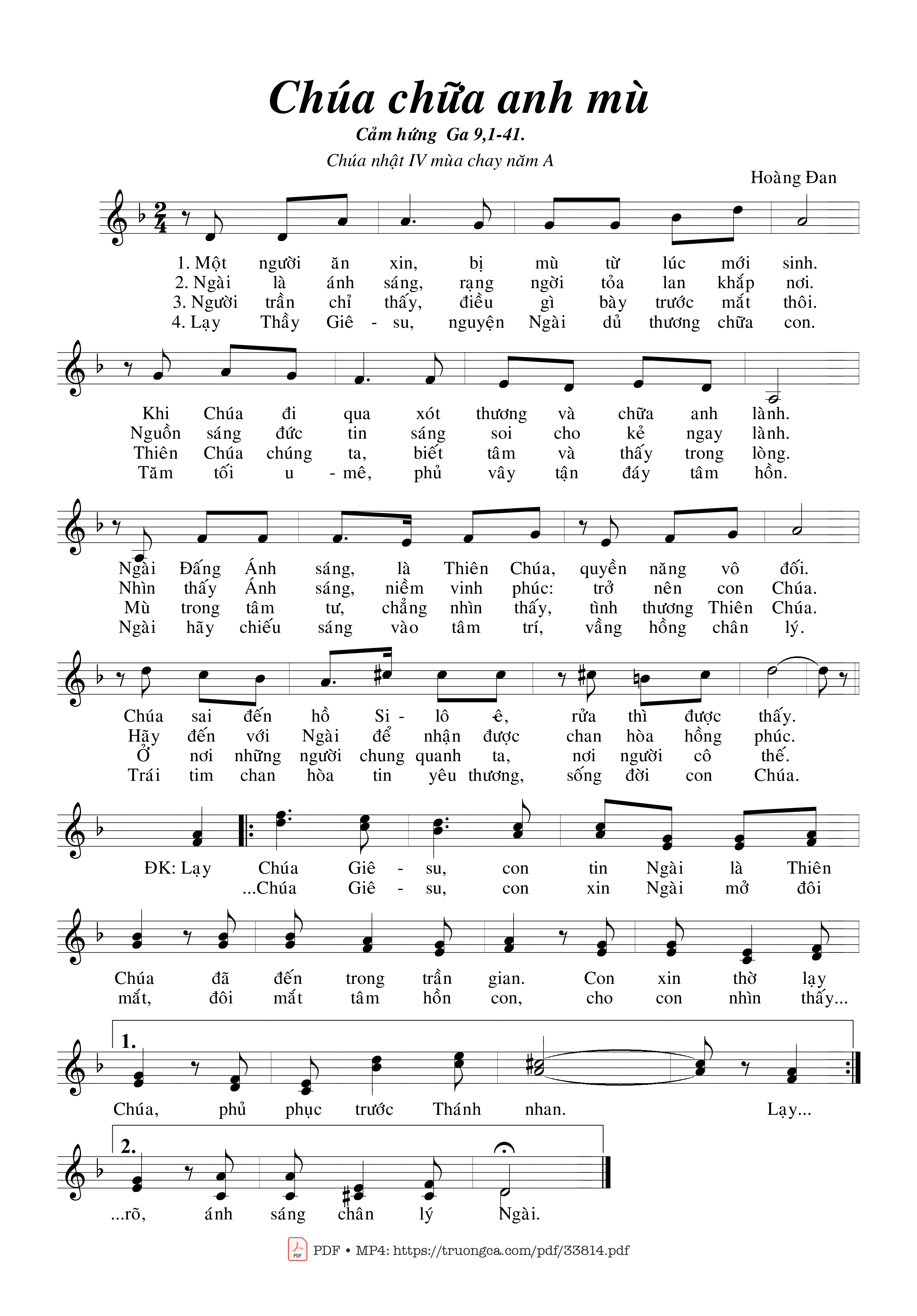 Sheet PDF of Chúa Chữa Anh Mù