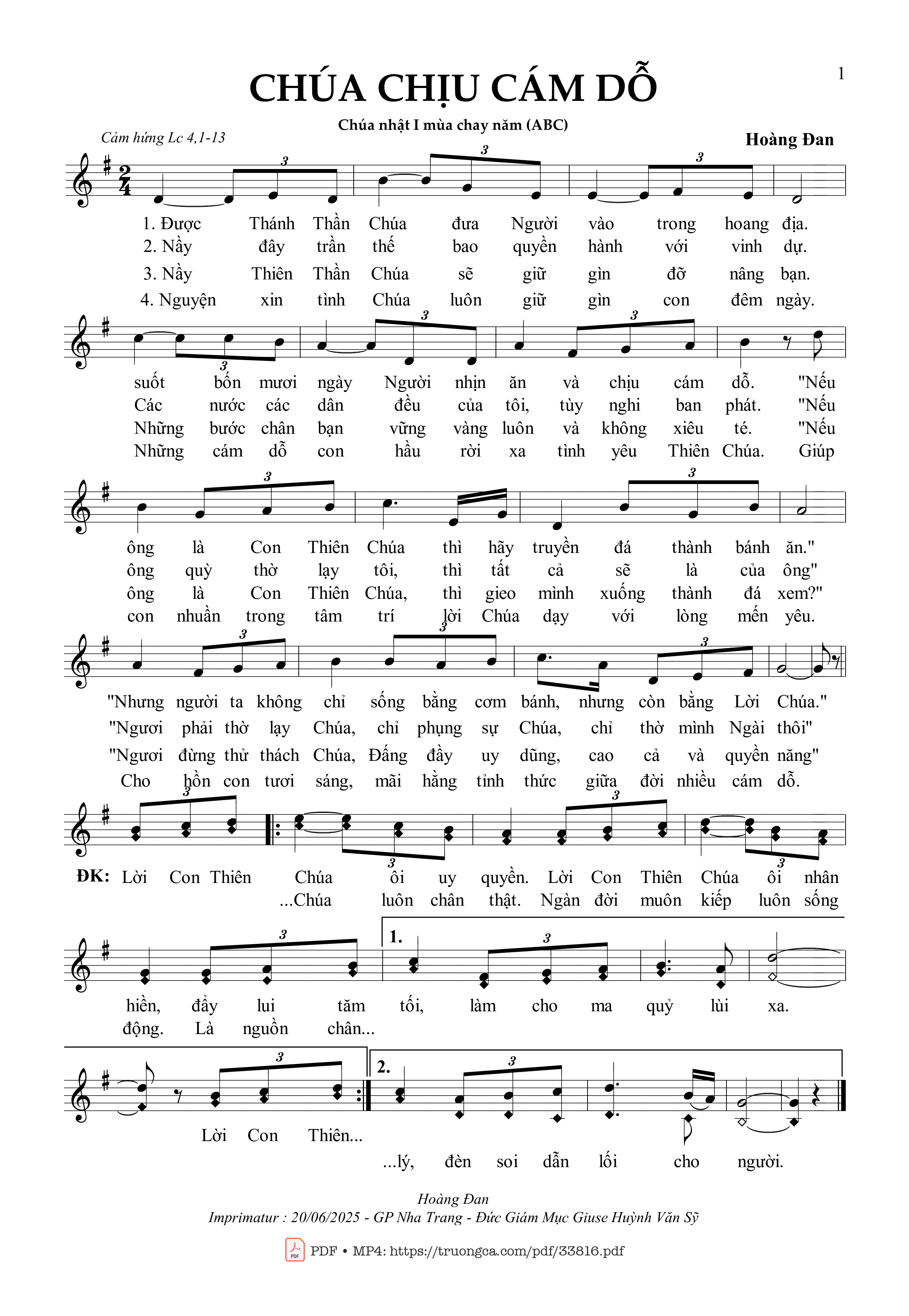 Sheet PDF of Chúa Chịu Cám Dỗ