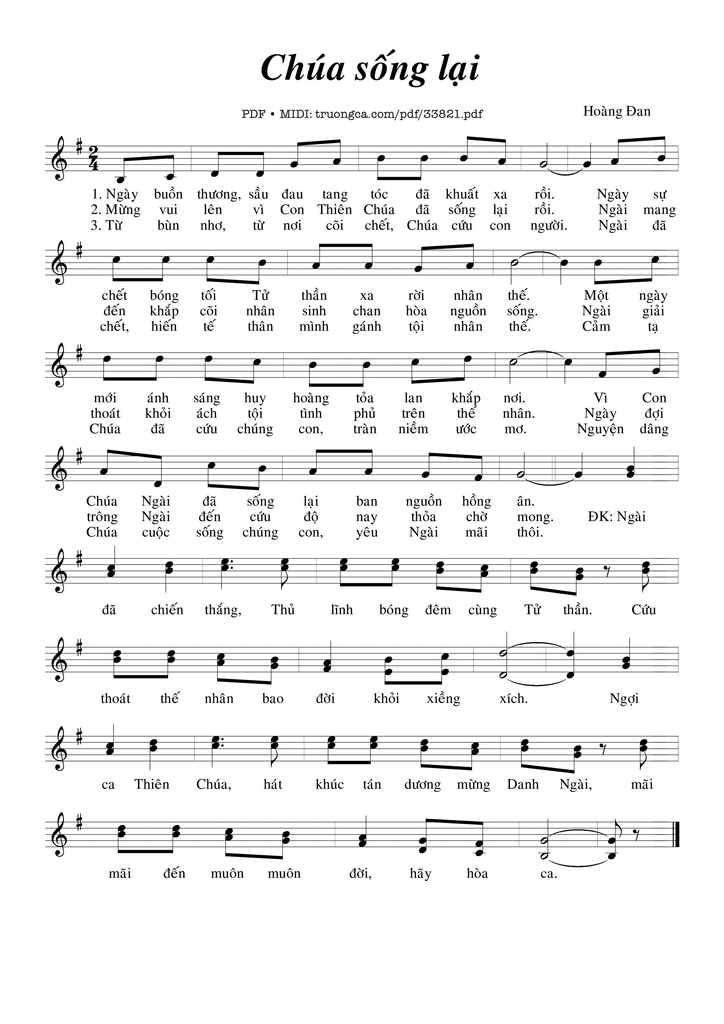 Sheet PDF of Chúa Sống Lại