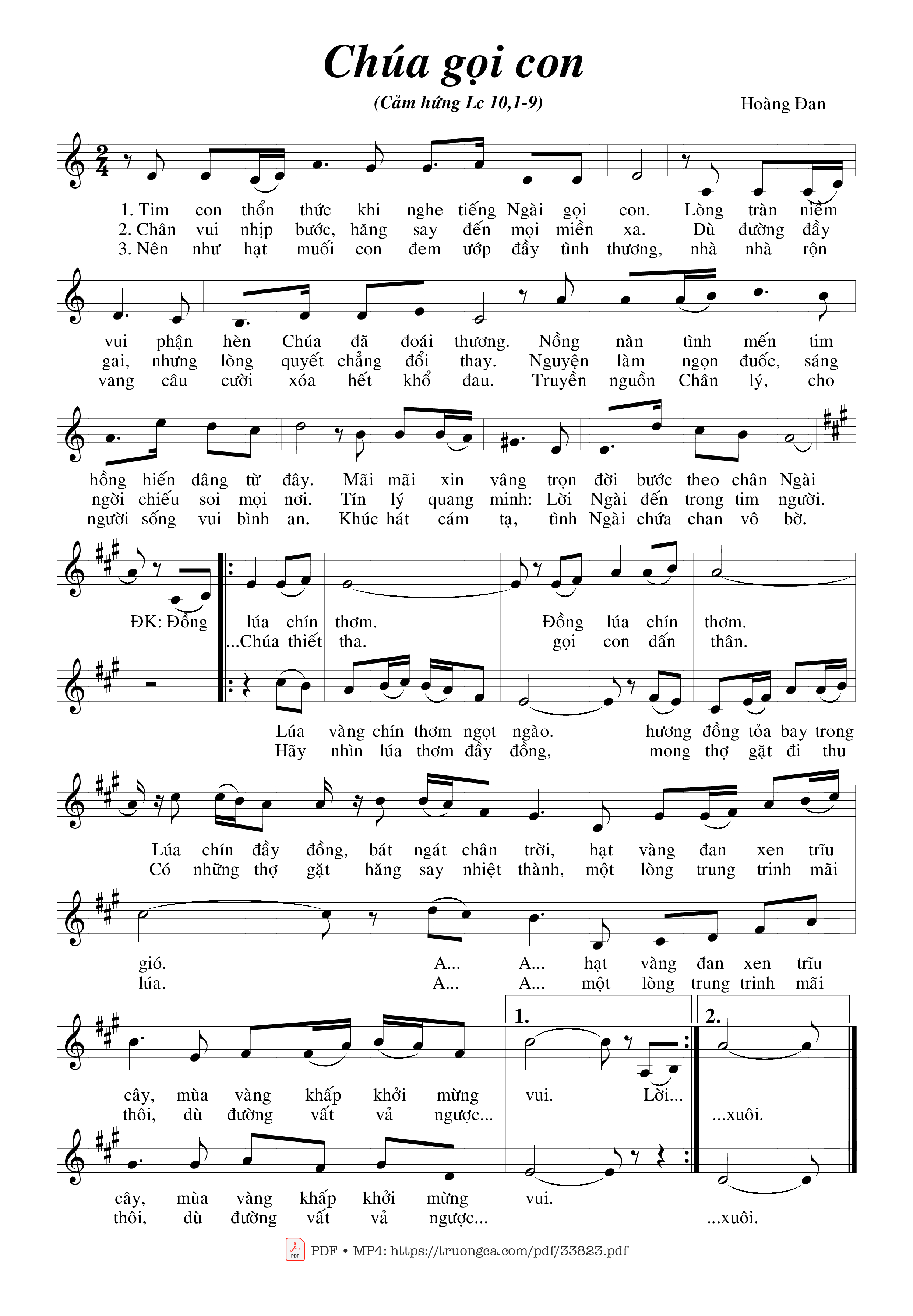 Sheet PDF of Chúa Gọi Con