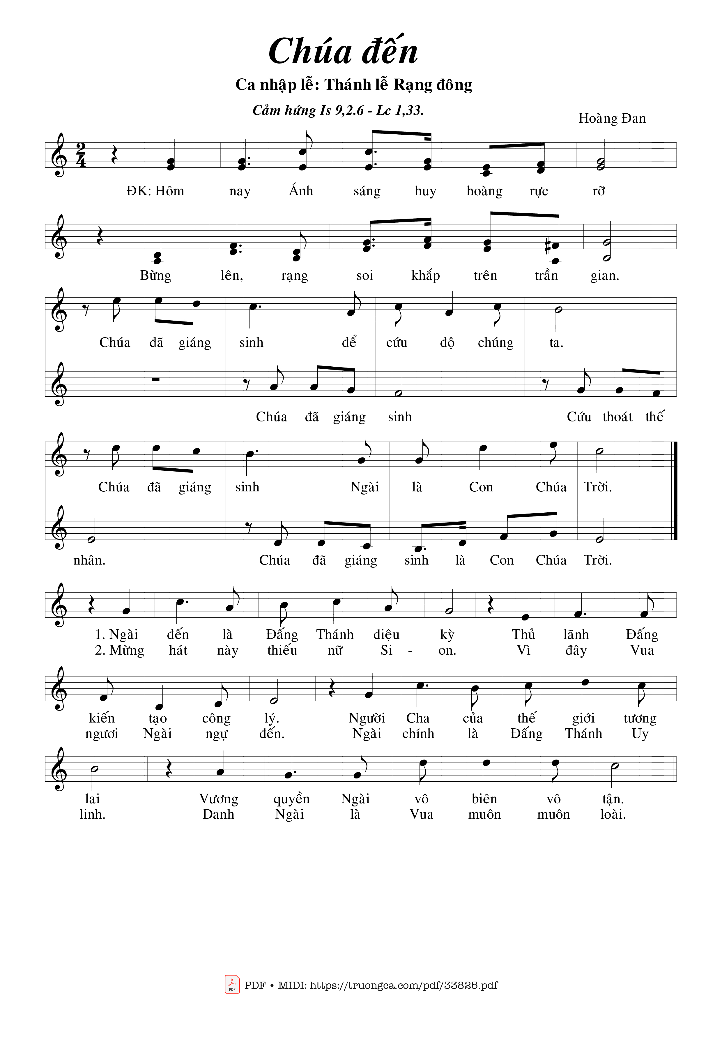Sheet PDF of Chúa Đến - Hoàng Đan