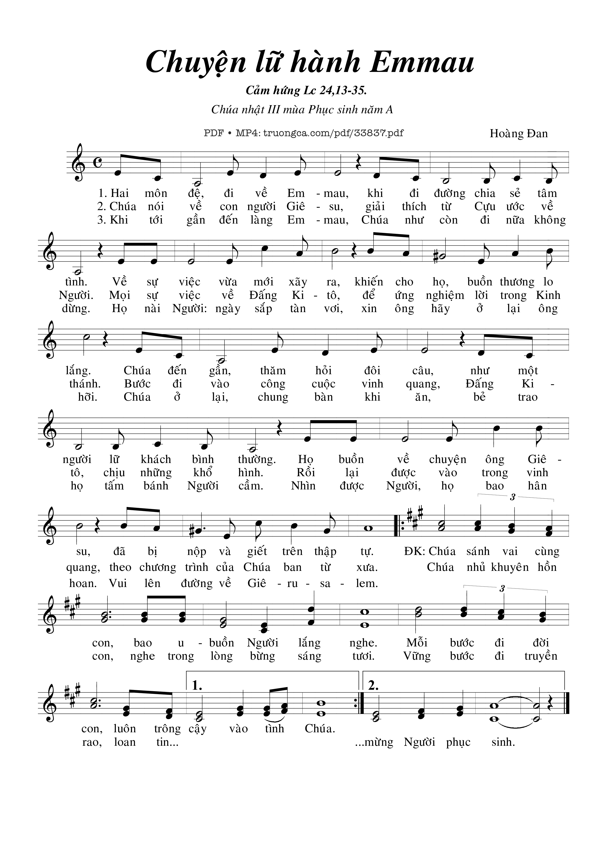 Sheet PDF of Chuyện Lữ Hành Emmau