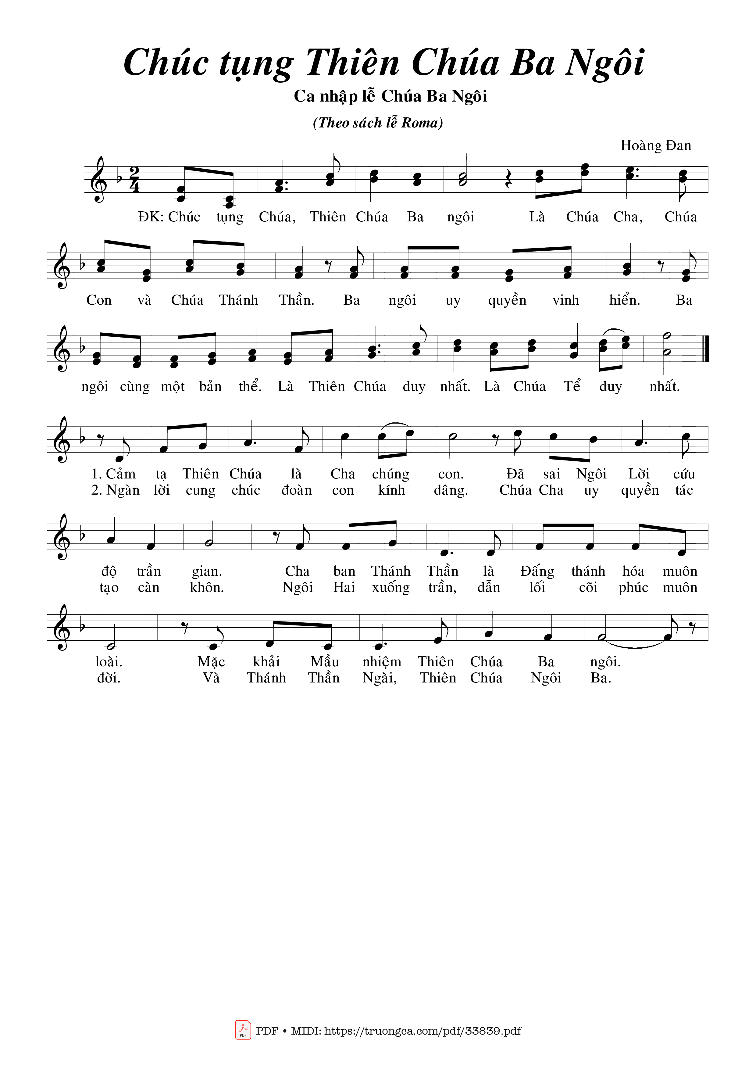 Sheet PDF of Chúc Tụng Thiên Chúa Ba Ngôi