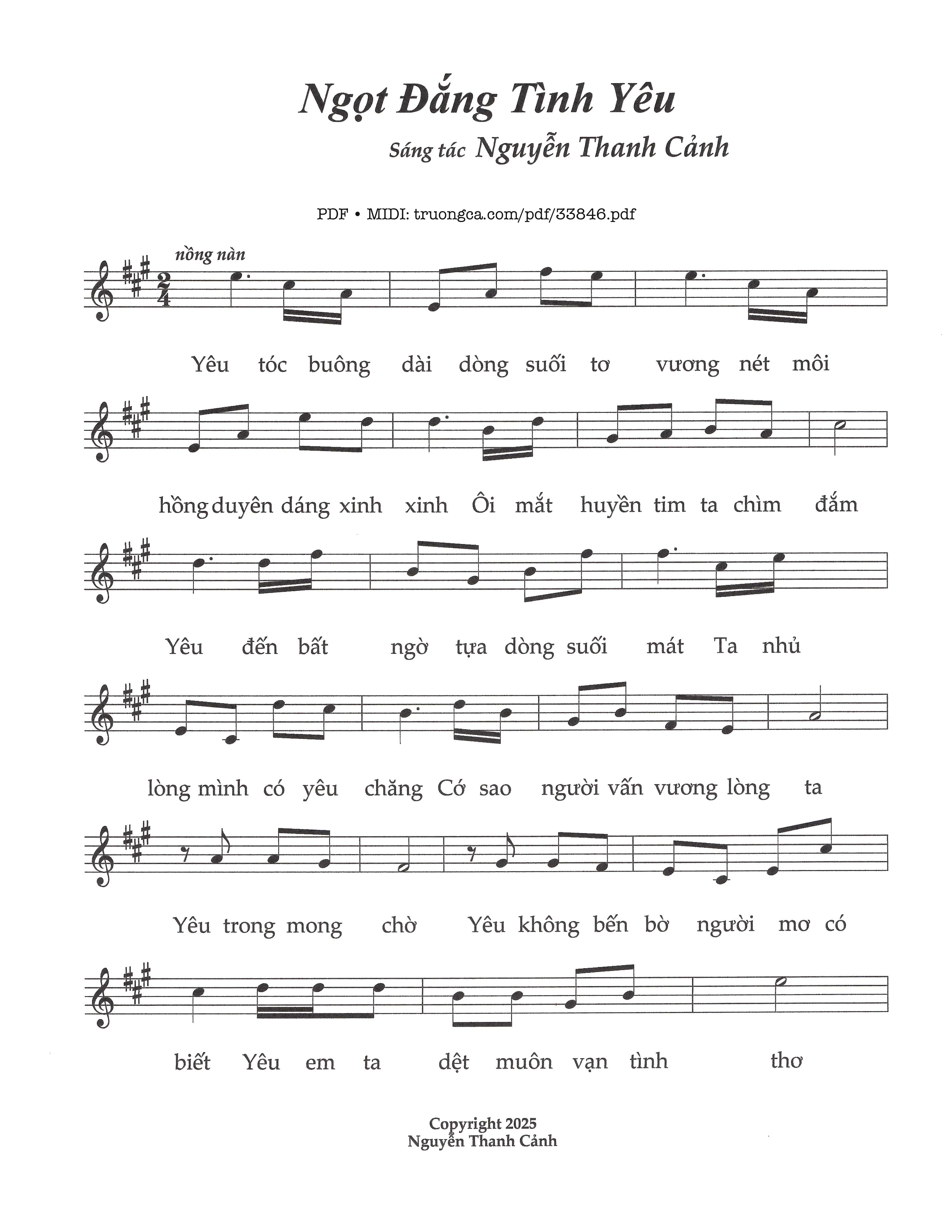 Sheet PDF of Ngọt đắng tình yêu