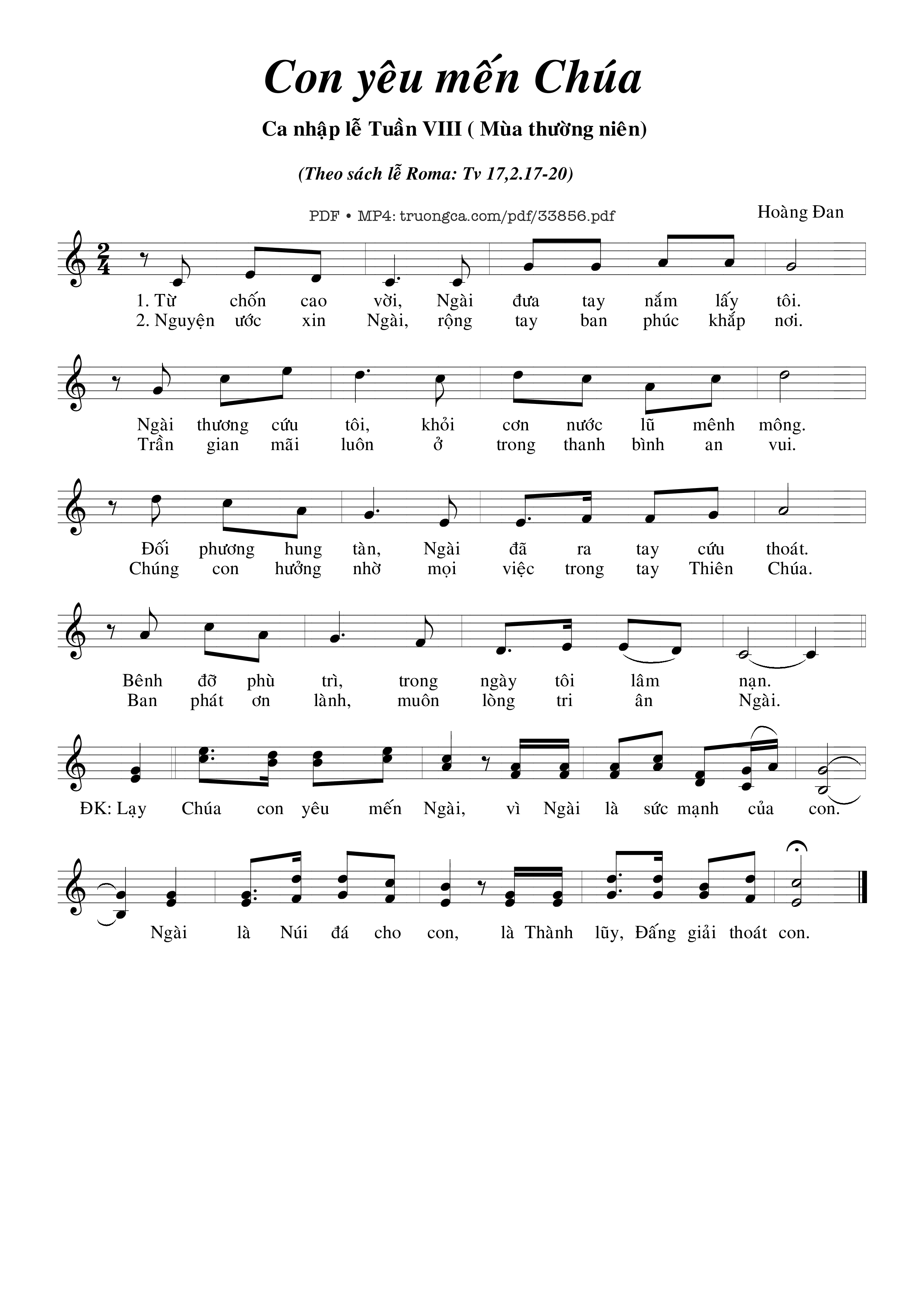 Sheet PDF of Con Yêu Mến Chúa