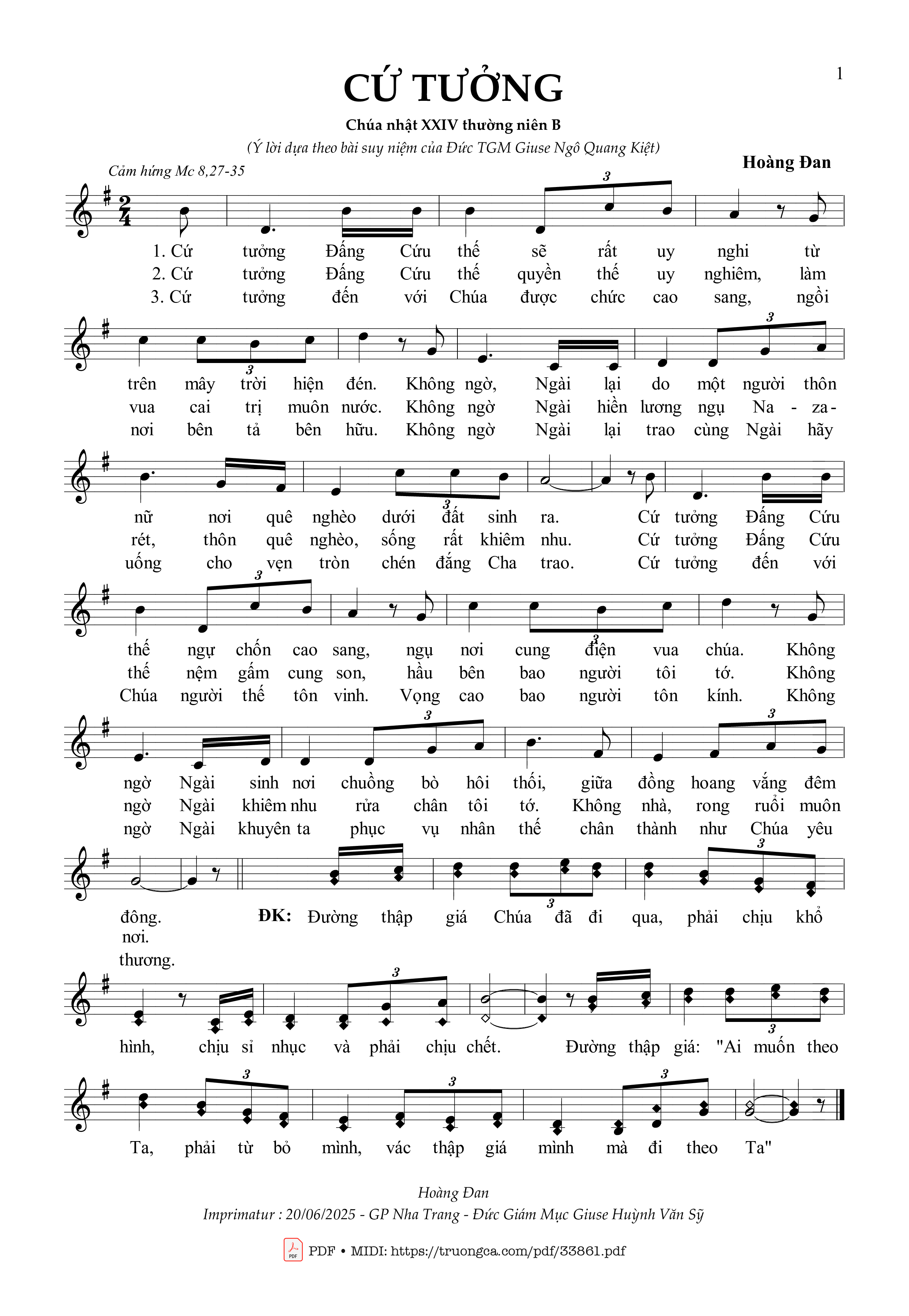 Sheet PDF of Cứ Tưởng - Hoàng Đan