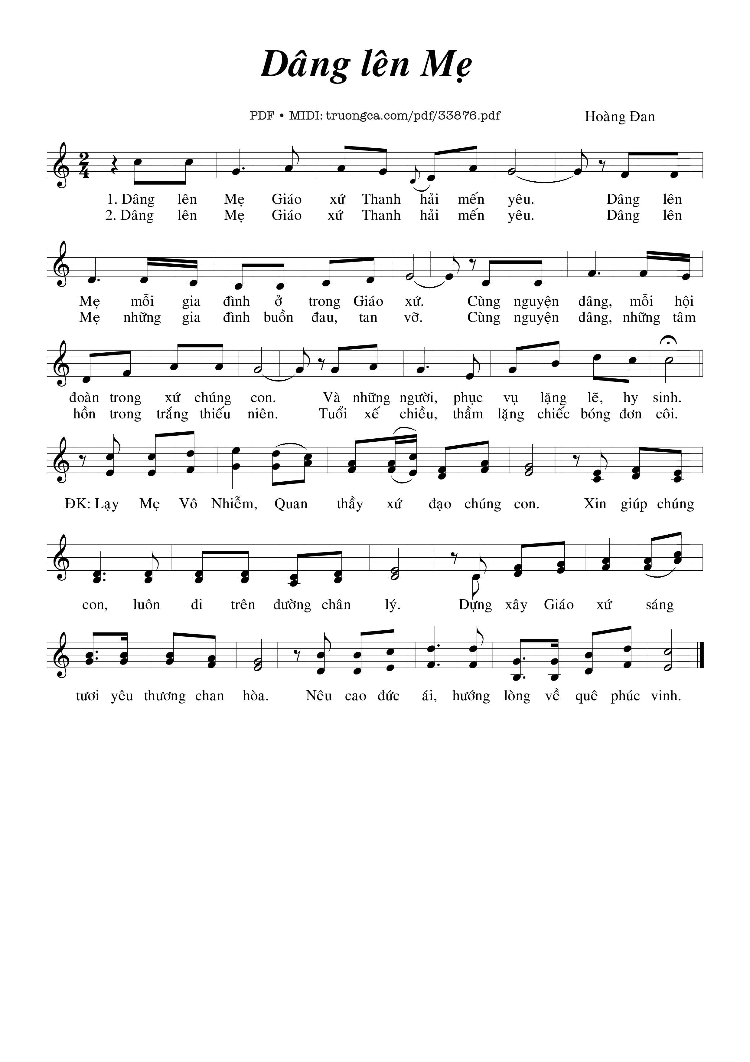 Sheet PDF of Dâng Lên Mẹ
