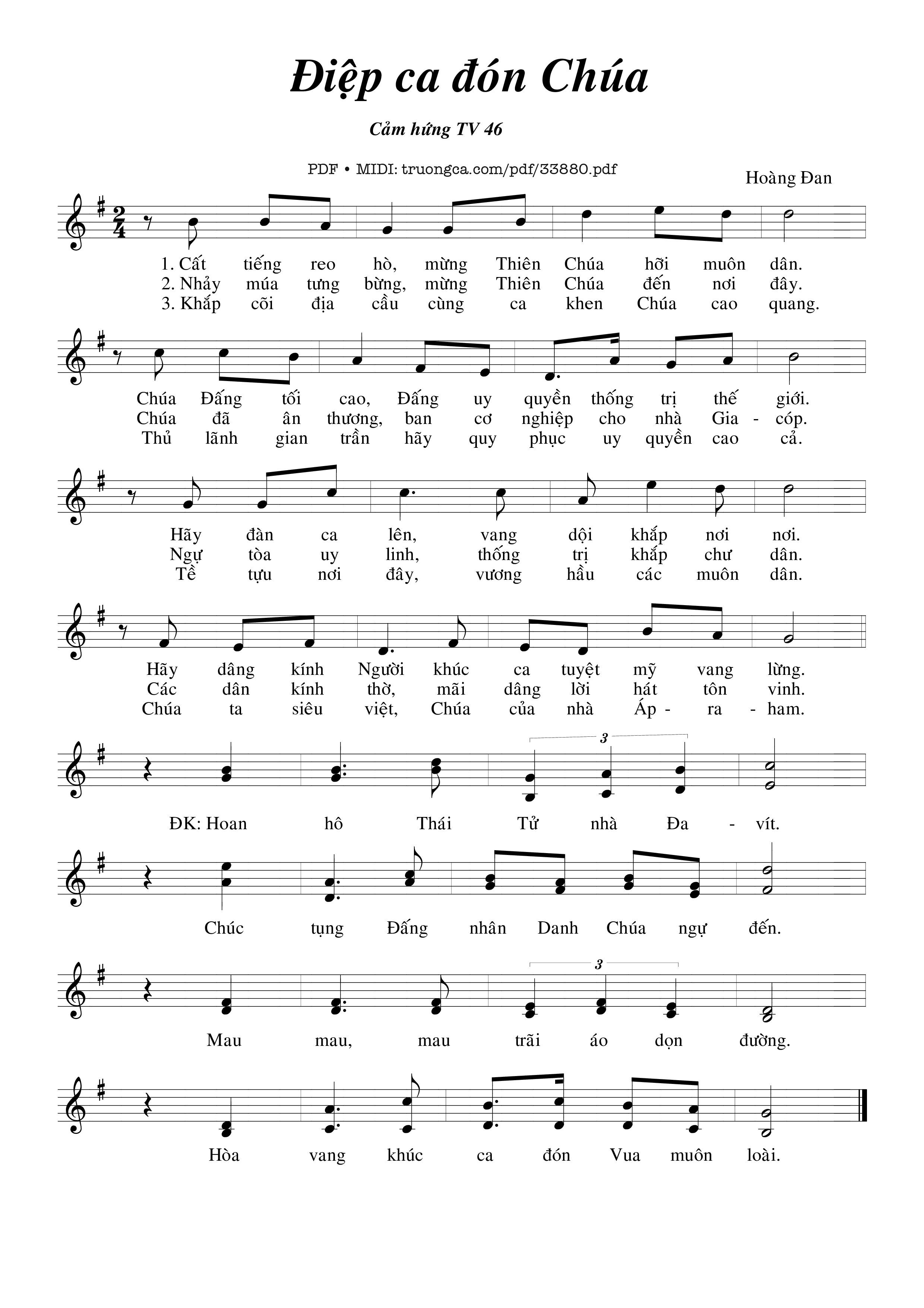 Sheet PDF of Điệp Ca Đón Chúa