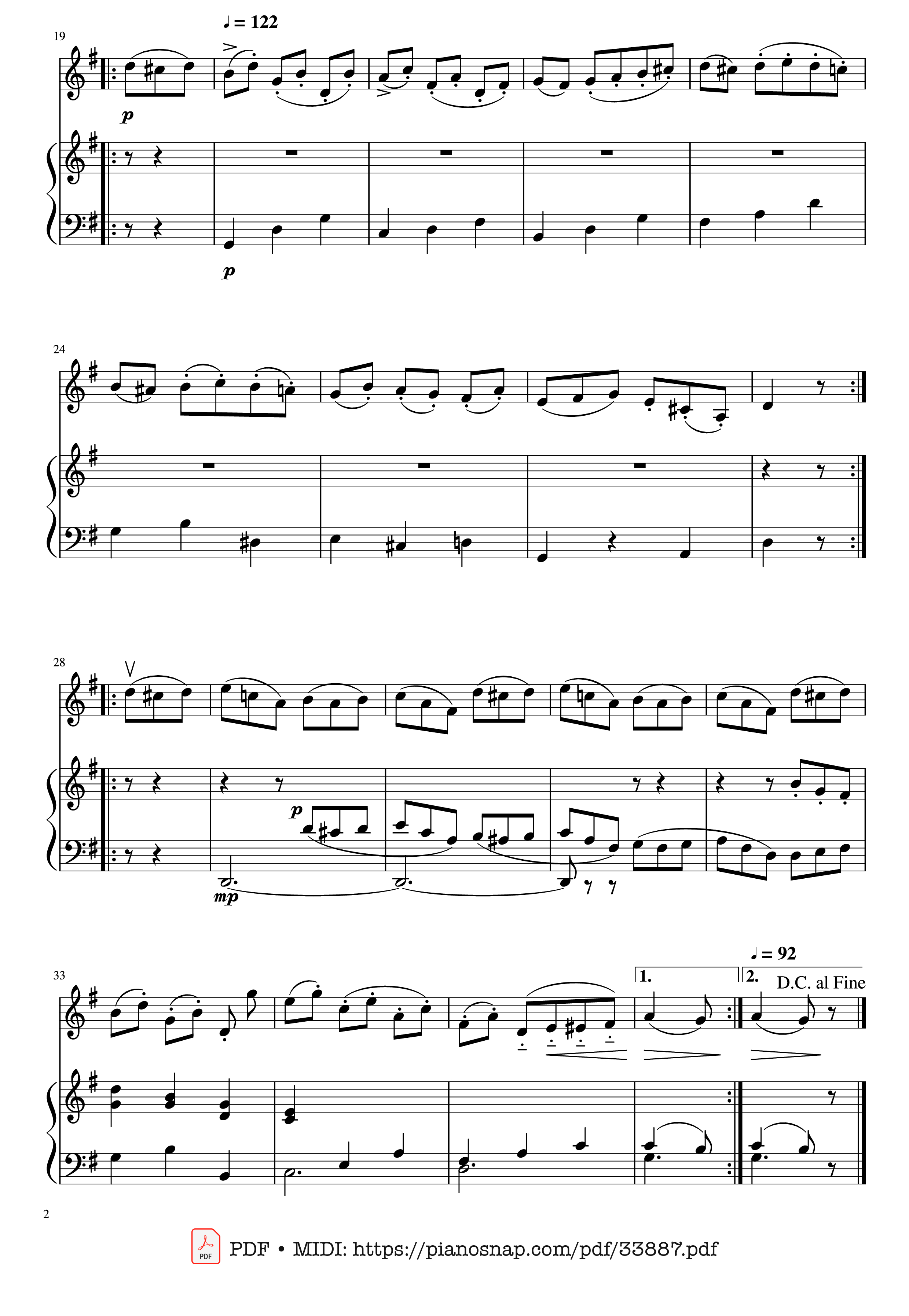 Page 2 of Sheet music PDF Piano Beethoven Minuet in G - Violin & Piano - Ludwig van Beethoven