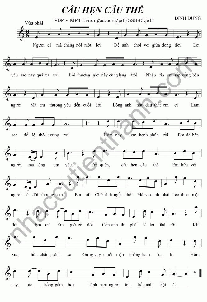 Sheet PDF of Câu hẹn câu thề