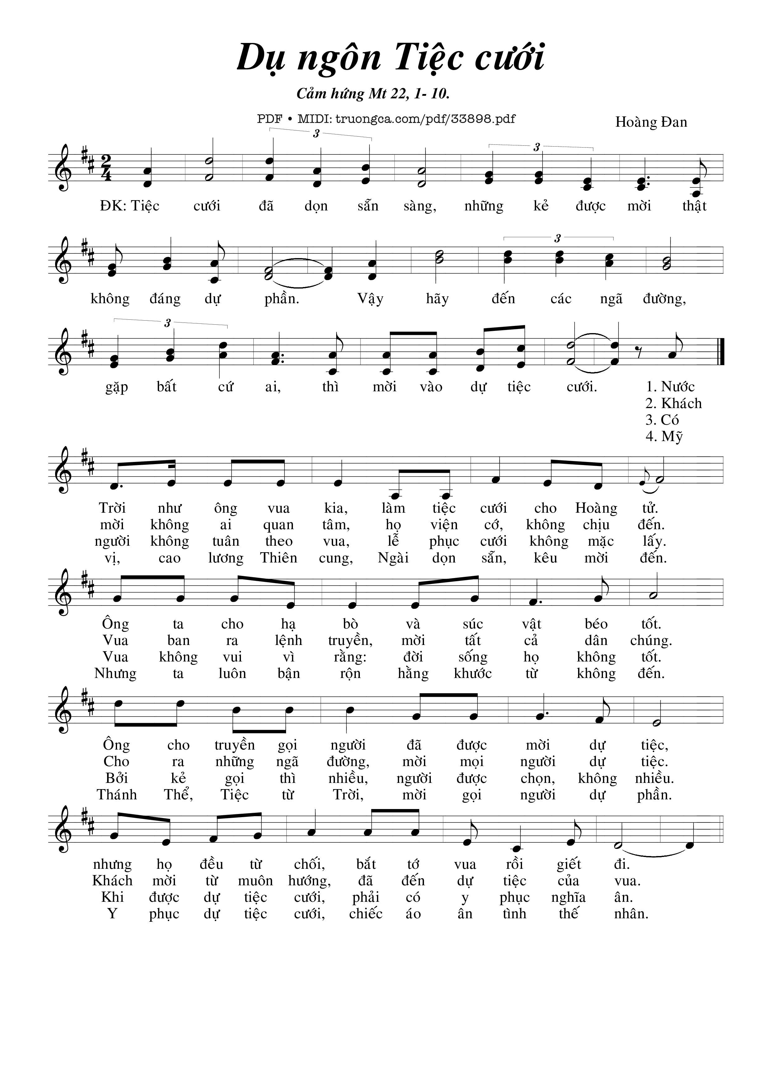 Sheet PDF of Dụ Ngôn Tiệc Cưới