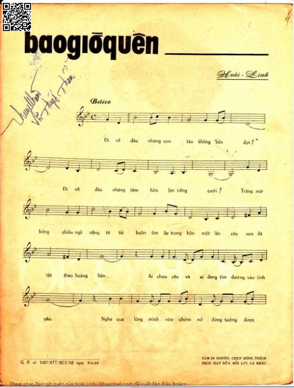 Page 2 of Sheet music PDF Bao giờ quên - Hoài Linh