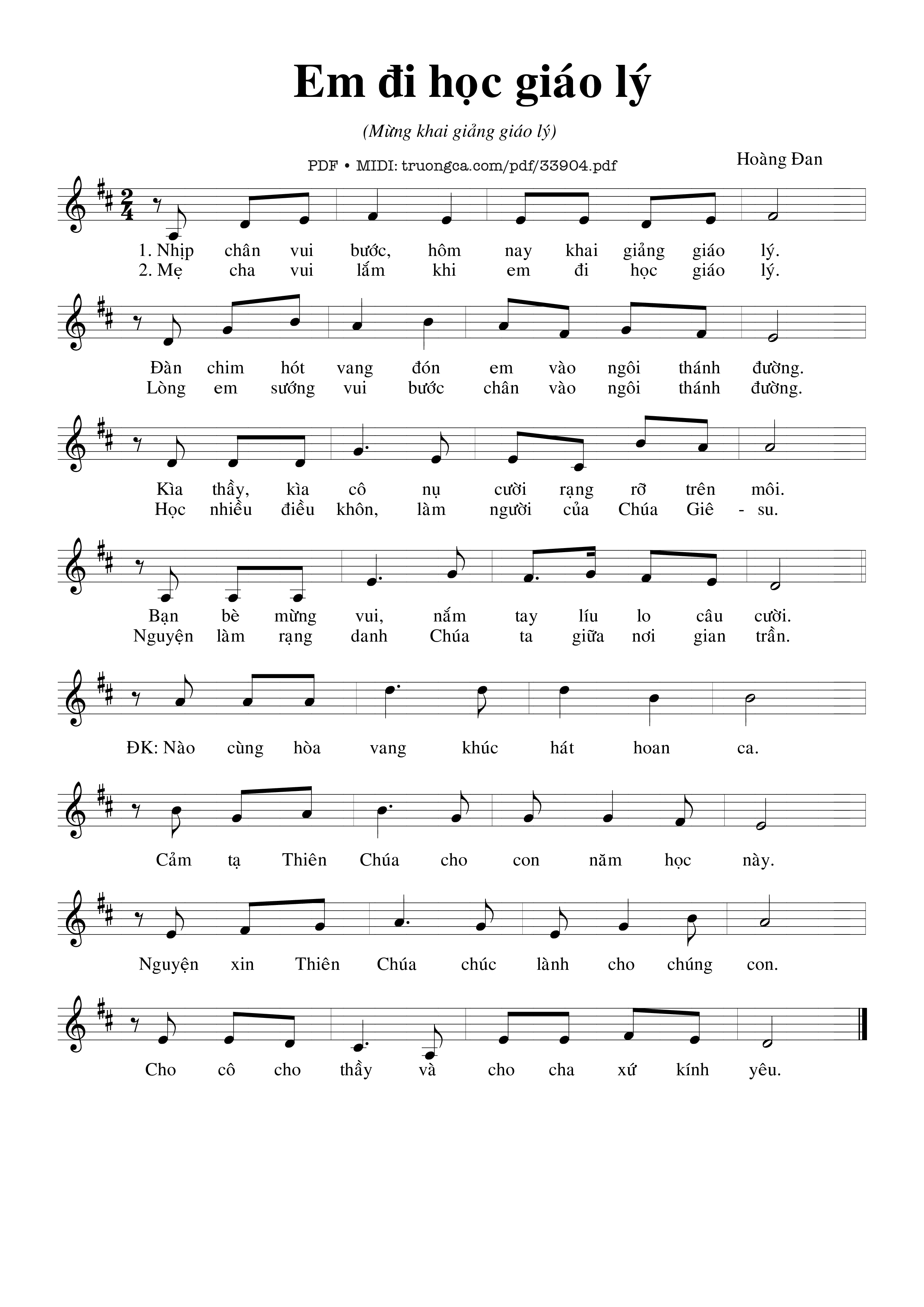 Sheet PDF of Em Đi Học Giáo Lý