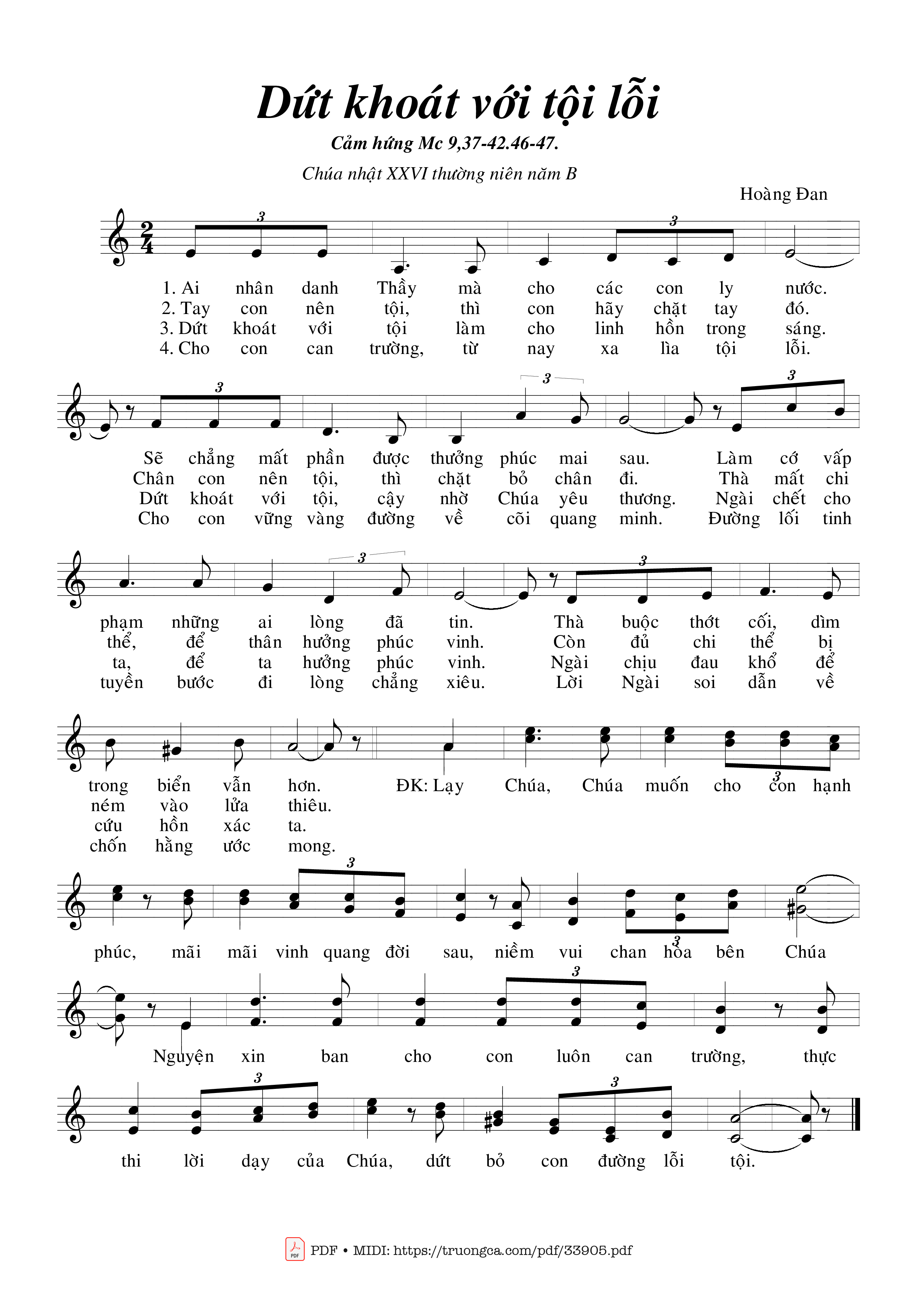 Sheet PDF of Dứt Khoát Với Tội Lỗi