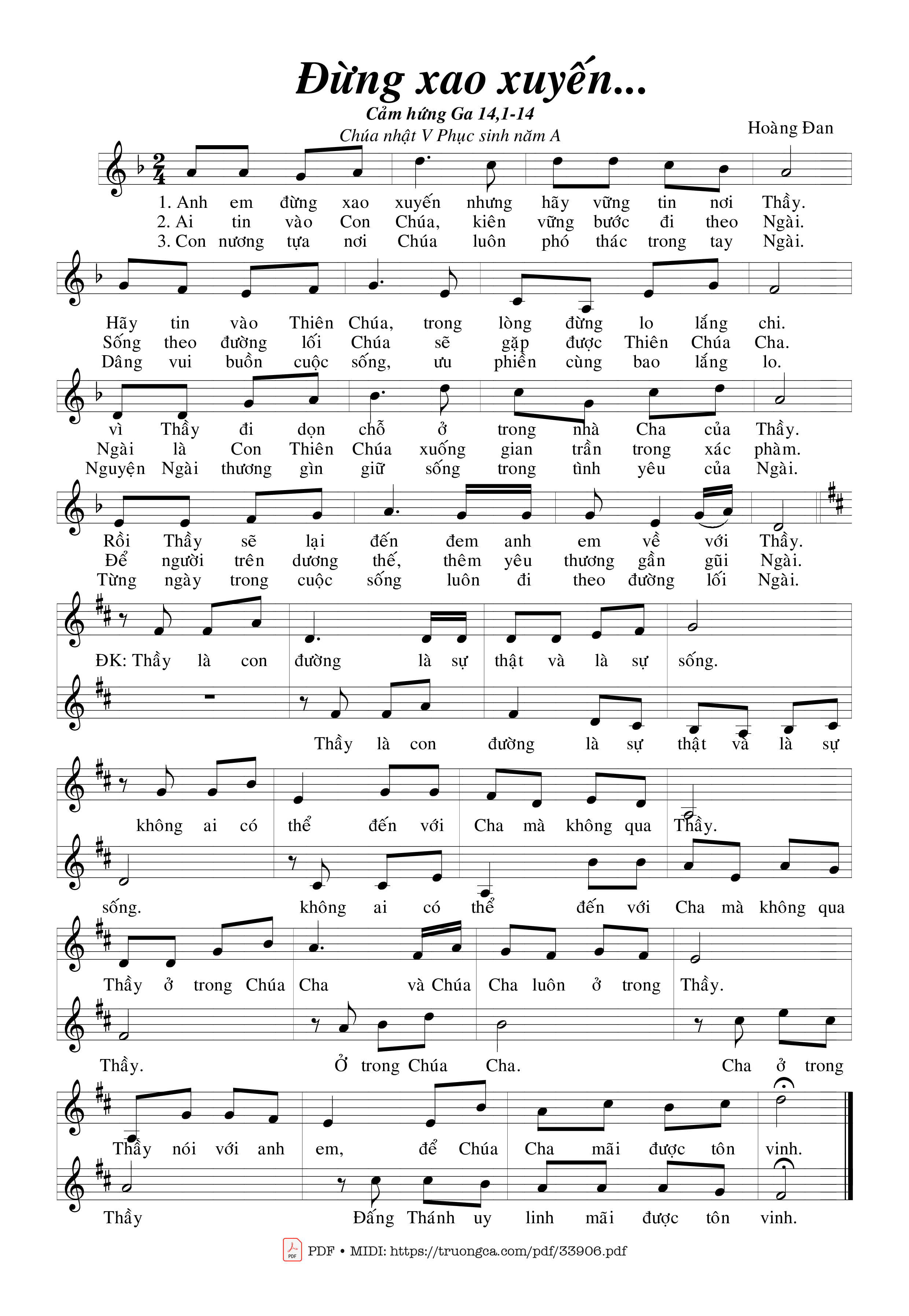 Sheet PDF of Đừng Xao Xuyến