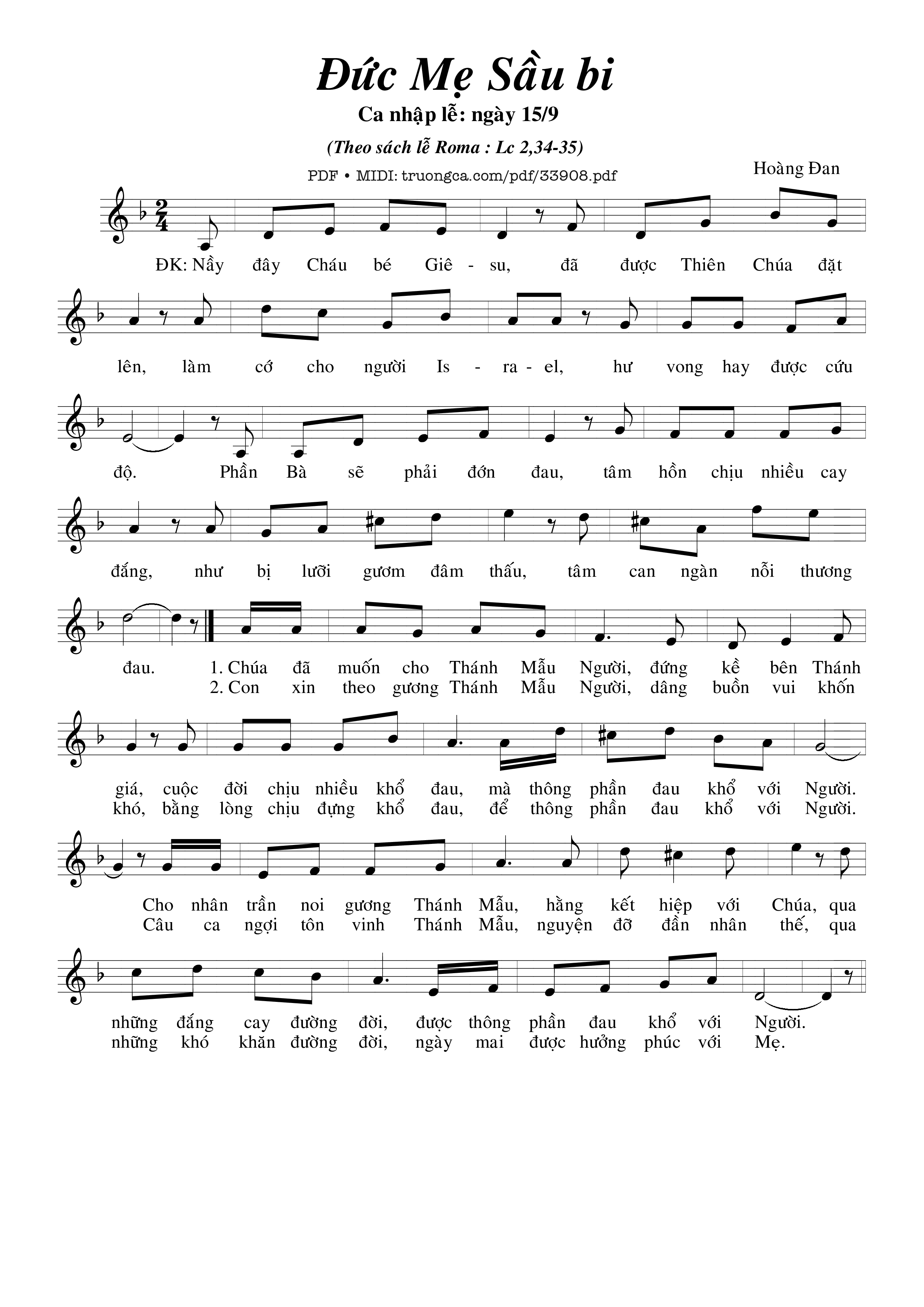 Sheet PDF of Đức Mẹ Sầu Bi