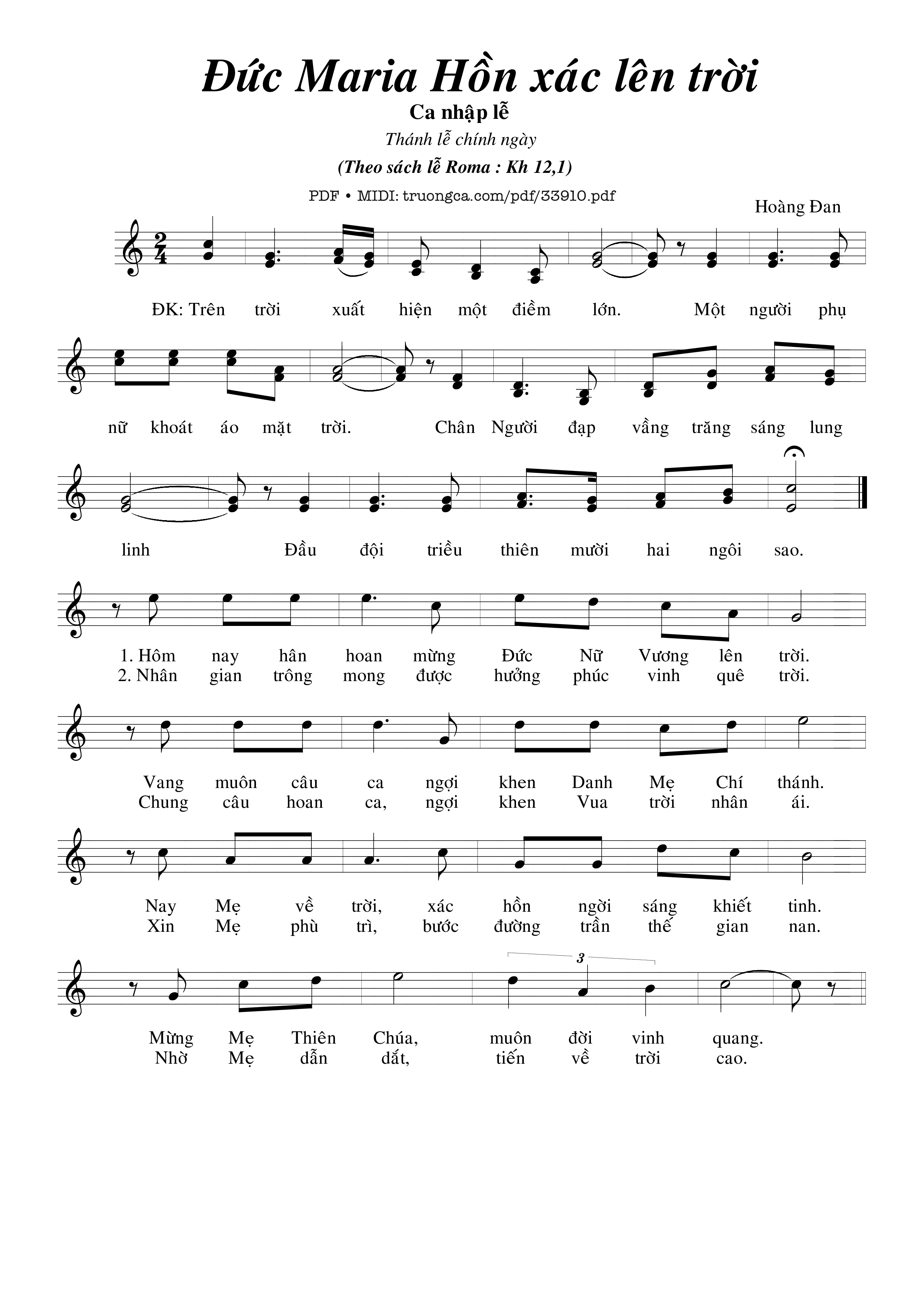 Sheet PDF of Đức Maria Hồn Xác Lên Trời