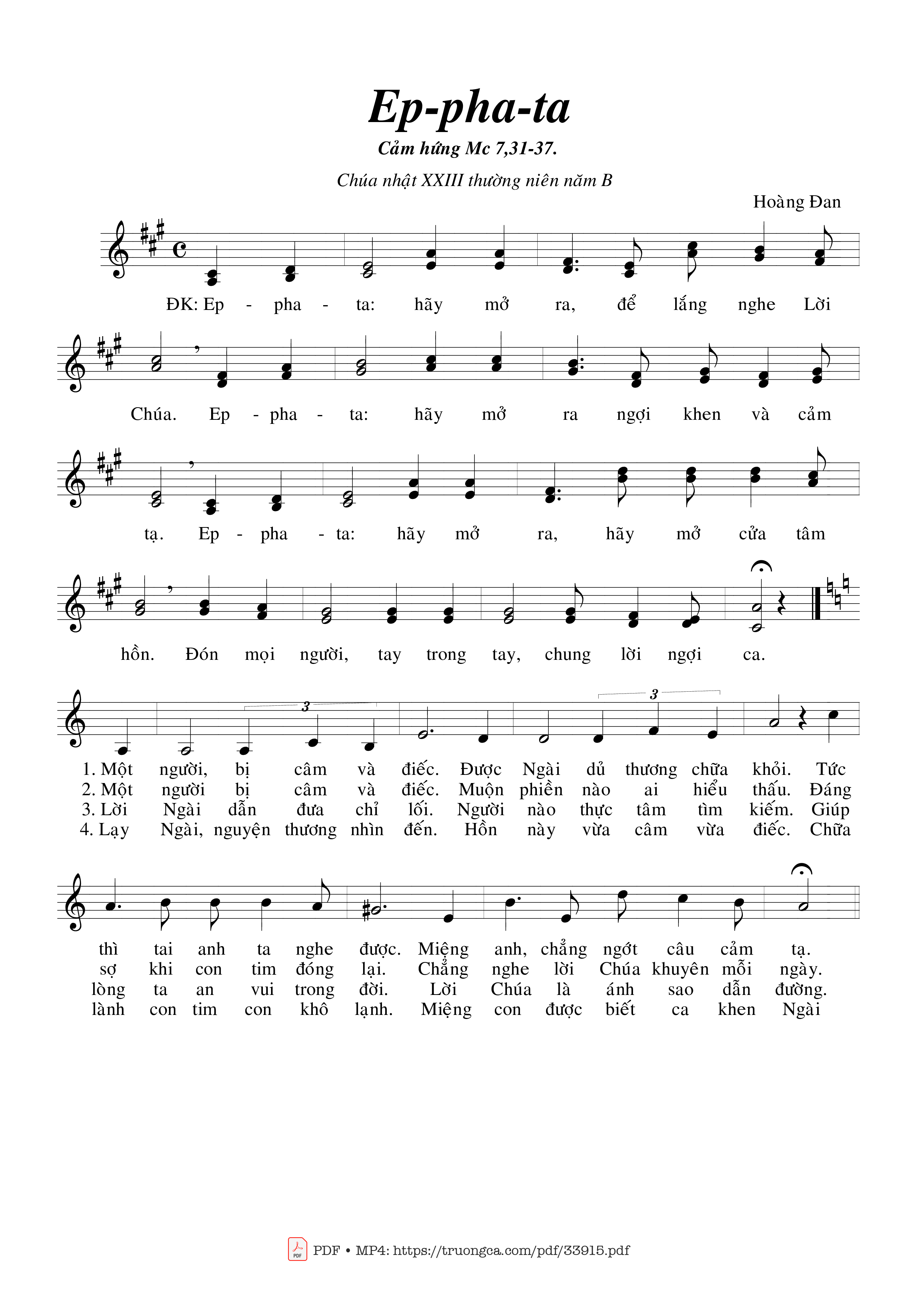 Page 1 of Sheet music PDF Epphata - Hoàng Đan