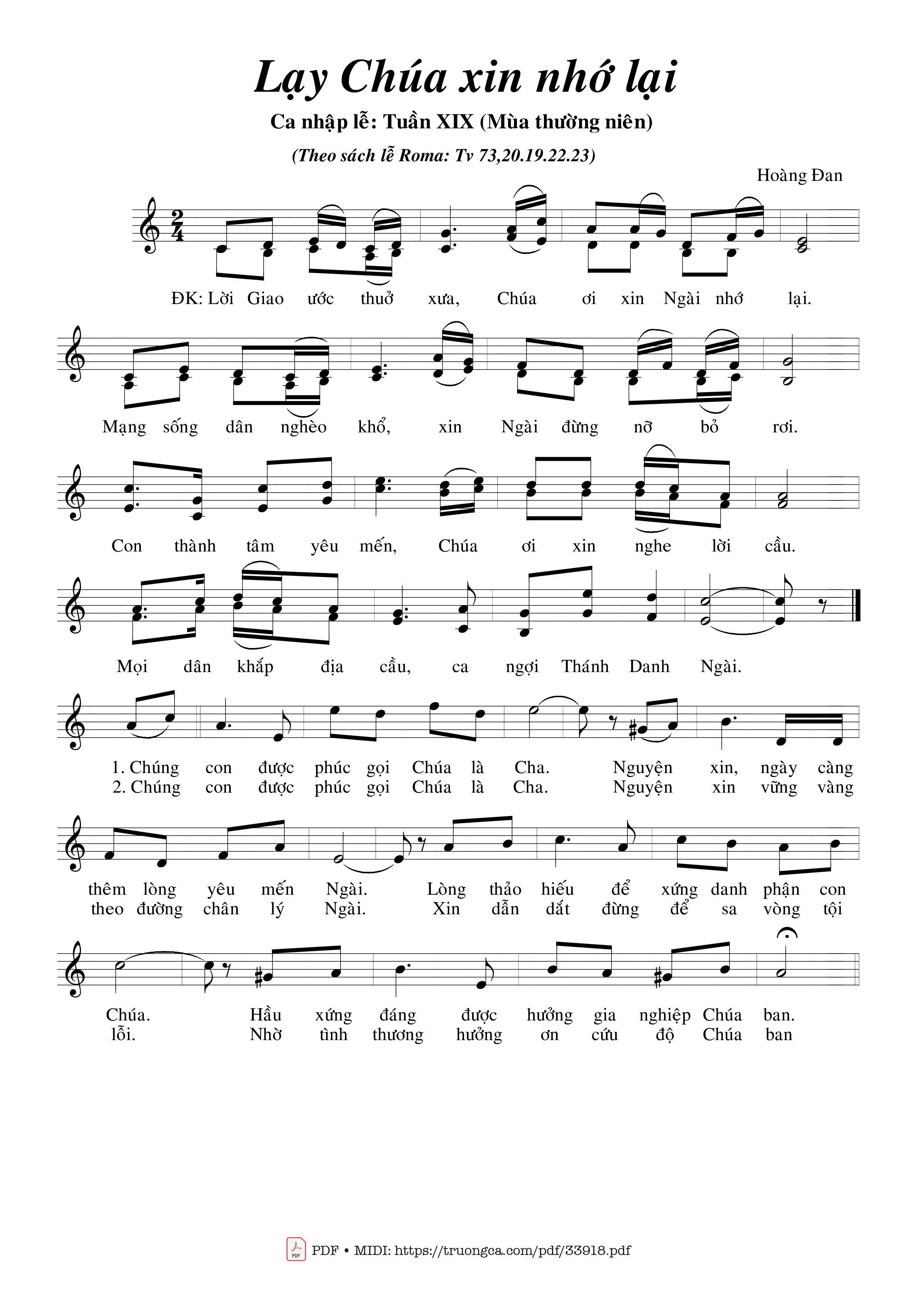 Sheet PDF of Lạy Chúa Xin Nhớ Lại