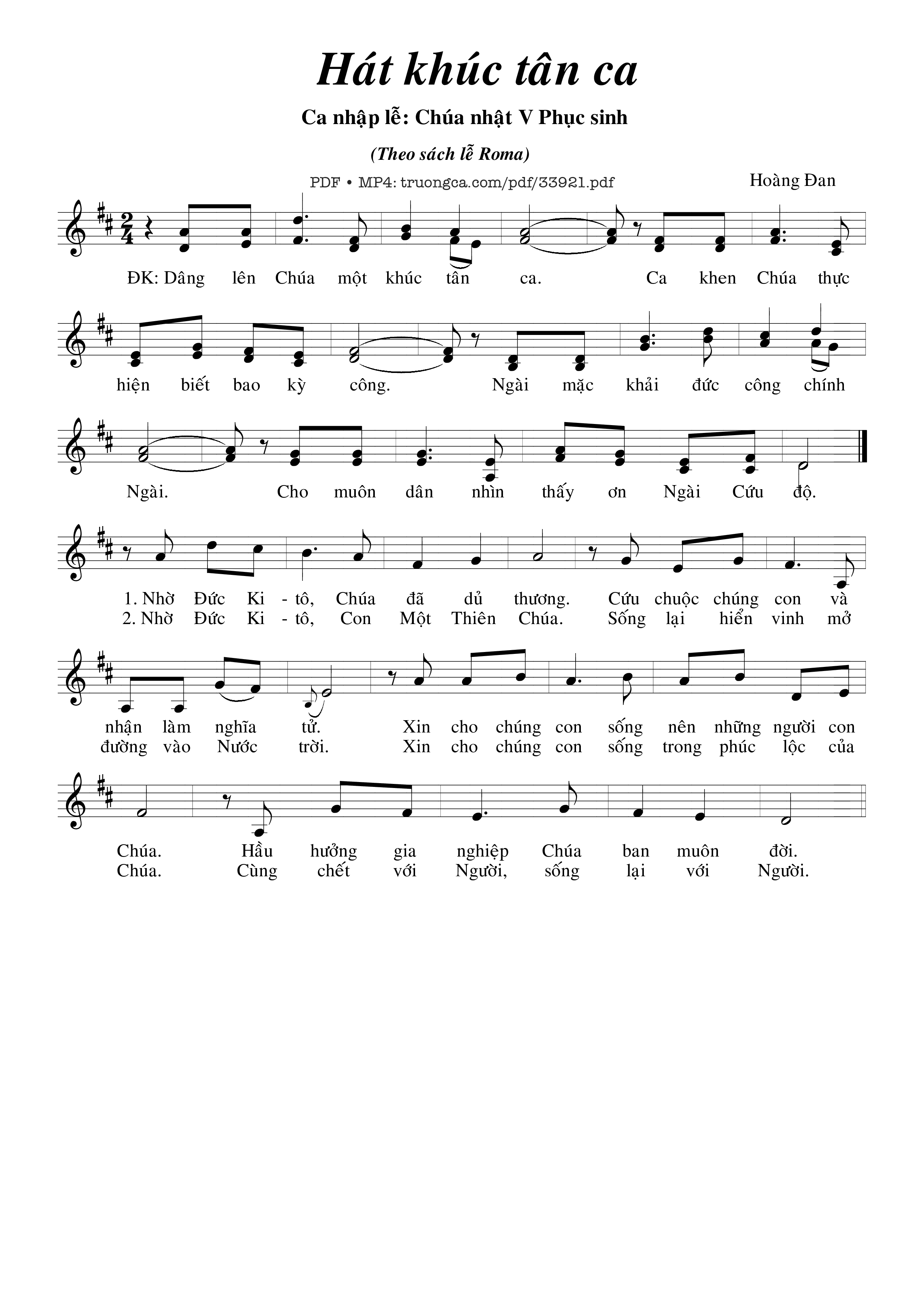 Sheet PDF of Hát Khúc Tân Ca