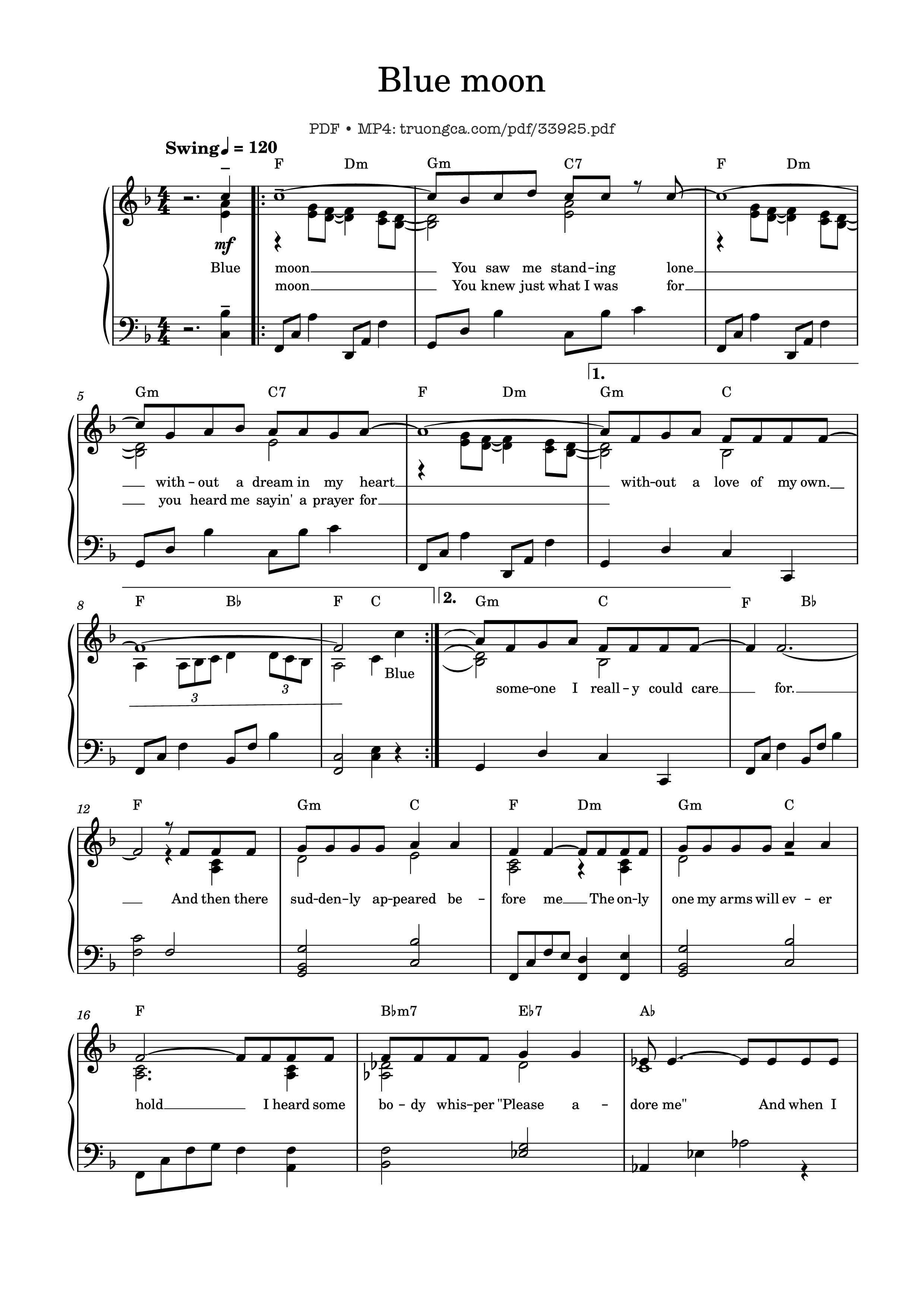 Sheet PDF of Blue moon Piano