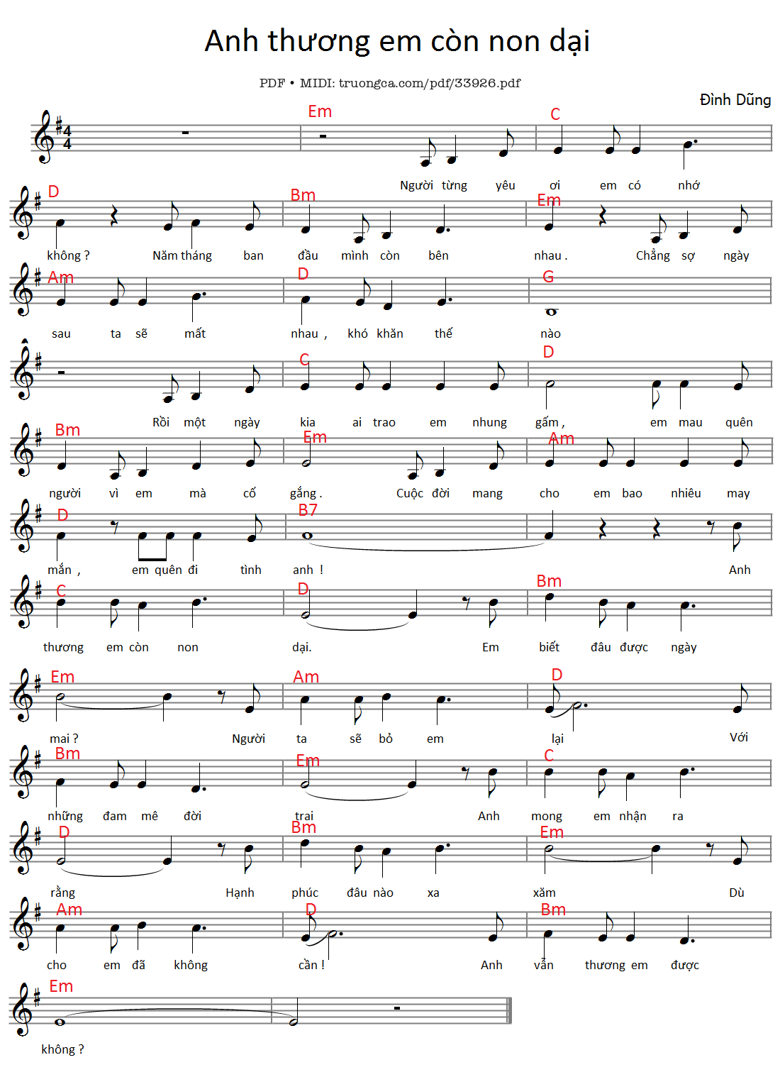 Anh thương em còn non dại