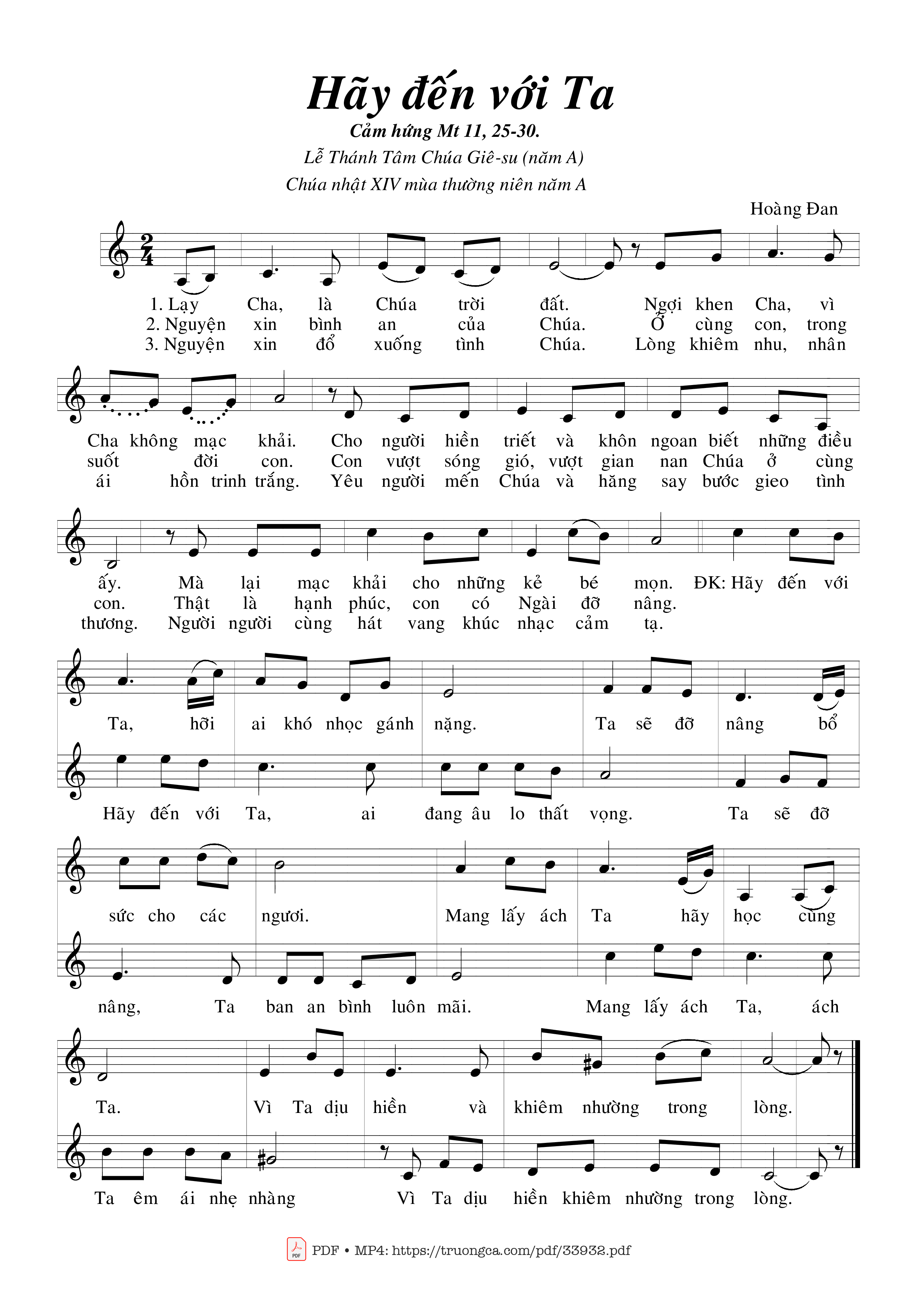 Page 1 of Sheet music PDF Hãy Đến Với Ta - Hoàng Đan