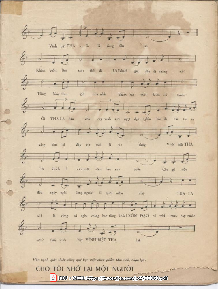 Page 3 of Sheet music PDF Vĩnh biệt Tha La - Anh Tuyền