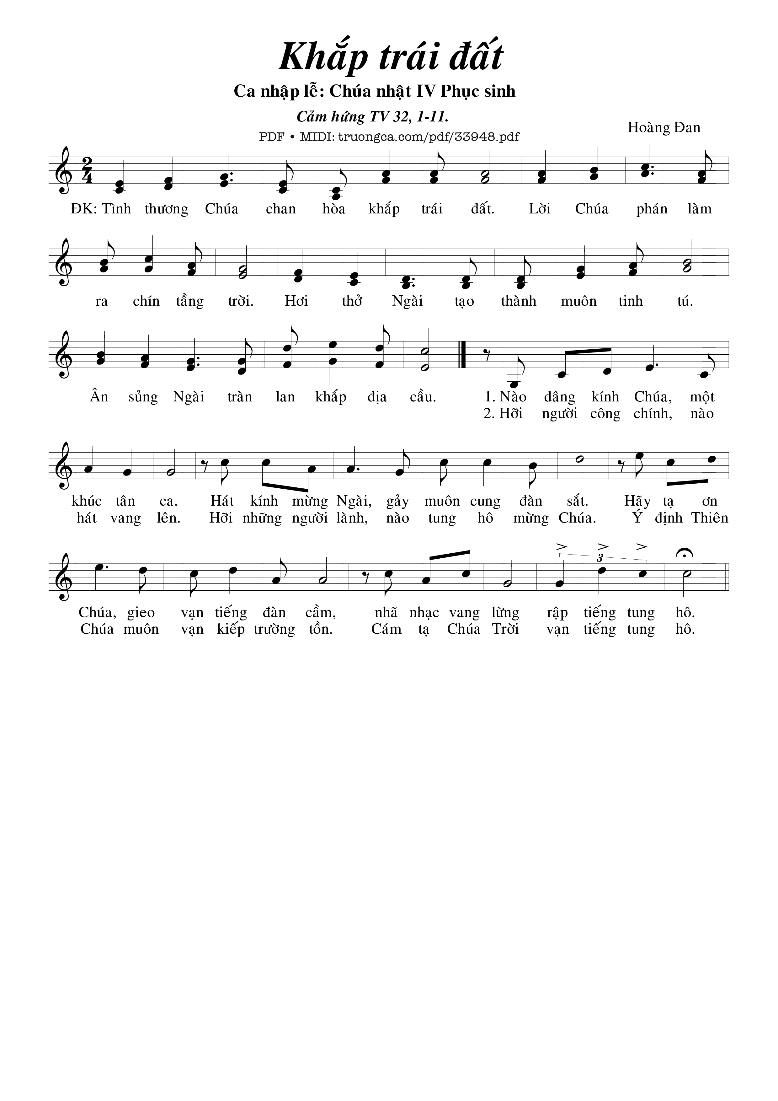 Sheet PDF of Khắp Trái Đất