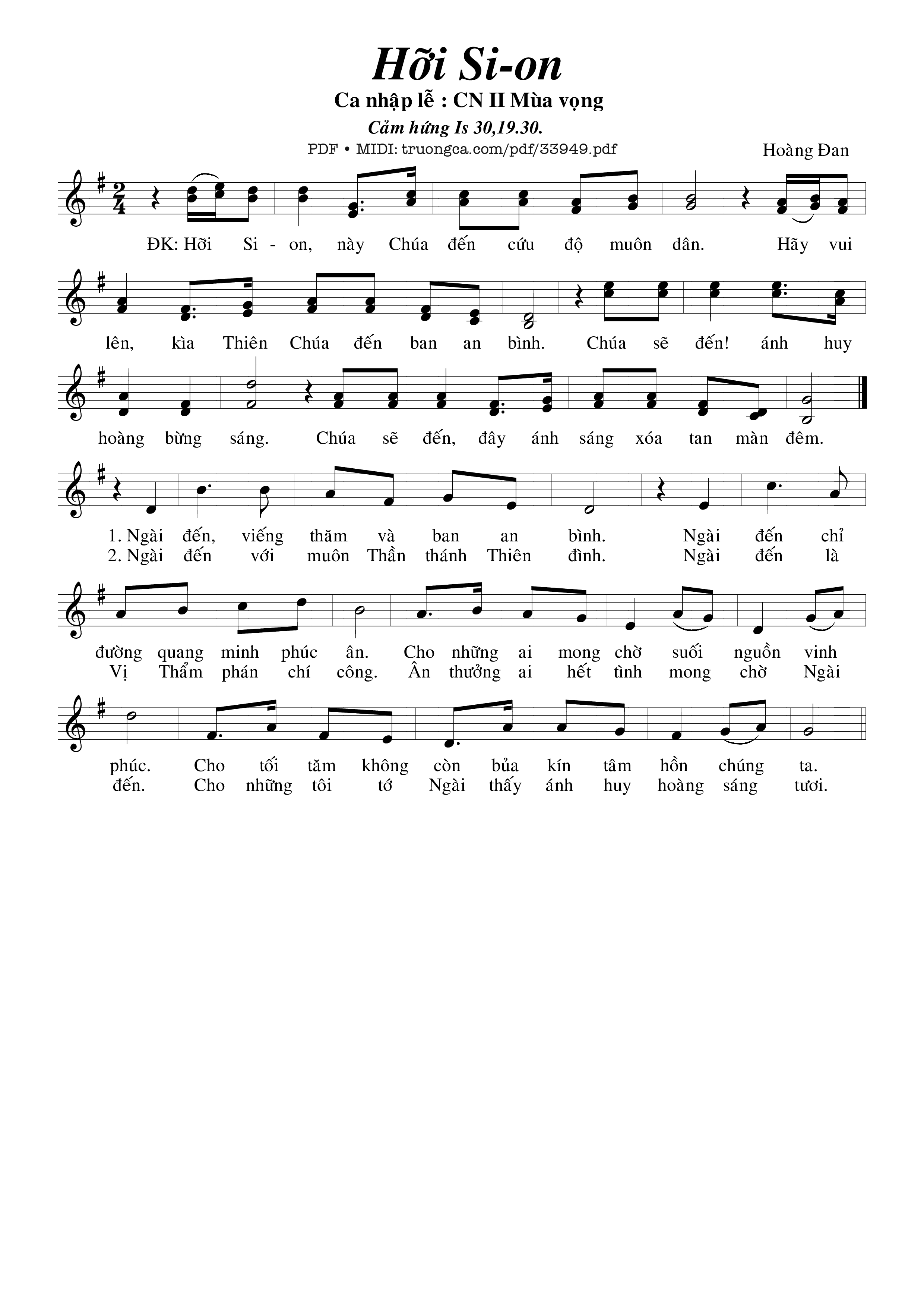 Sheet PDF of Hỡi Sion - Hoàng Đan