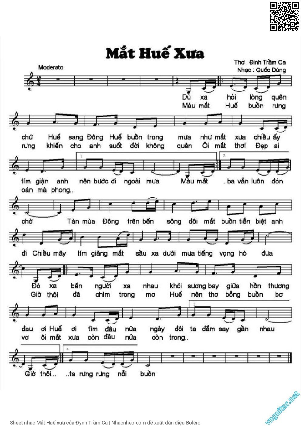 Sheet PDF of Mắt Huế xưa