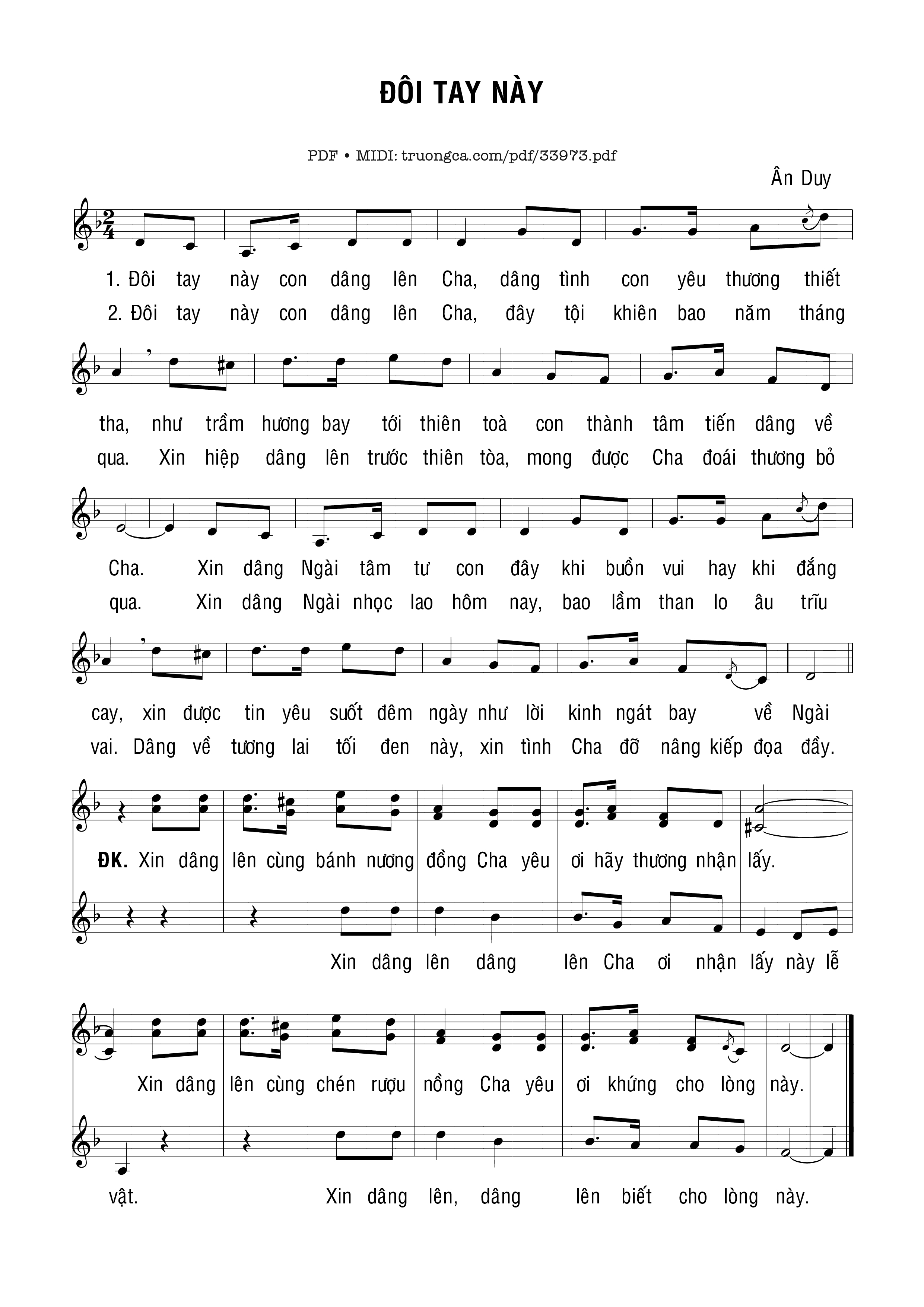 Sheet PDF of Đôi Tay Này - Ân Duy