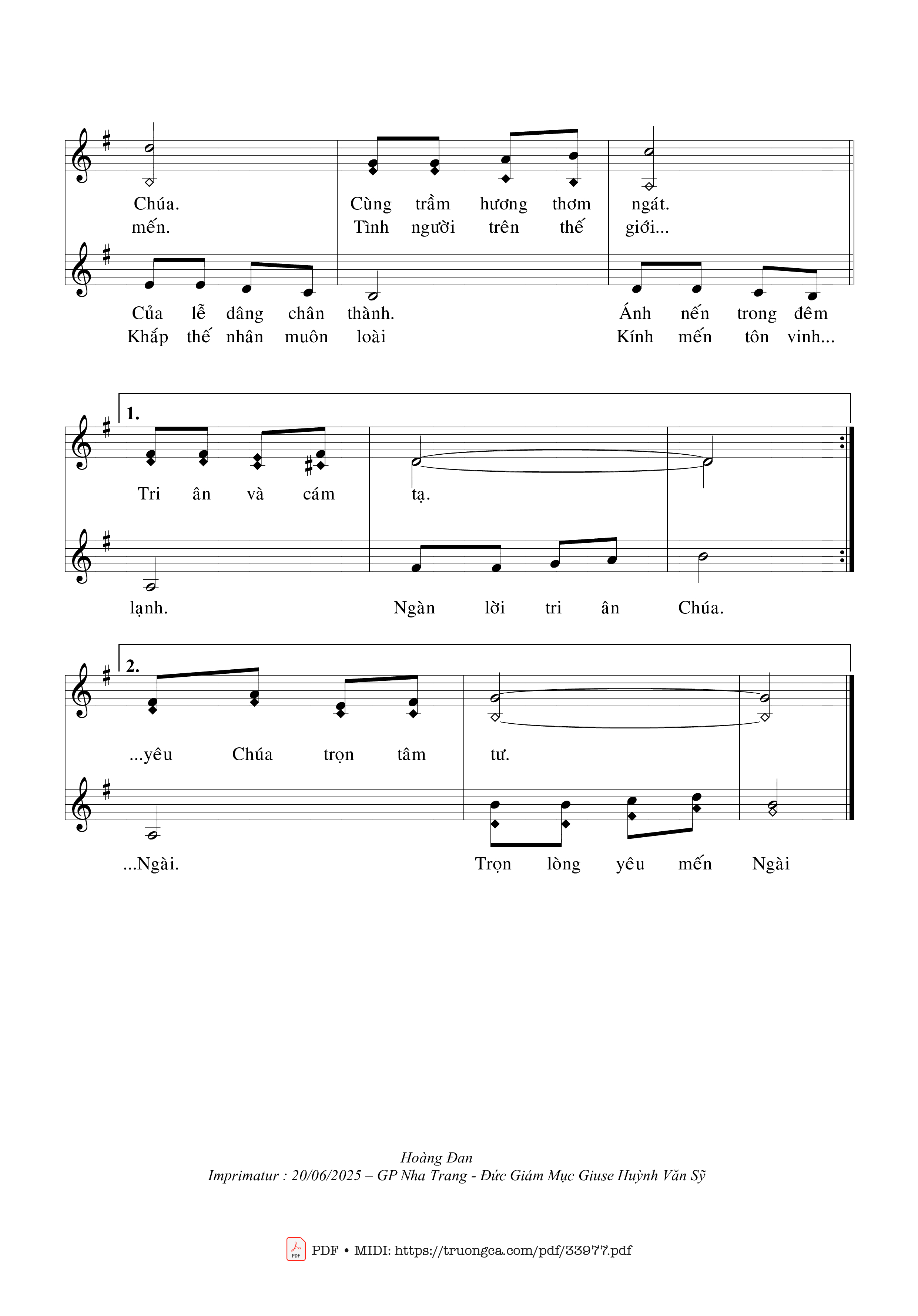 Page 2 of Sheet music PDF Lễ Dâng Đêm Đông - Hoàng Đan