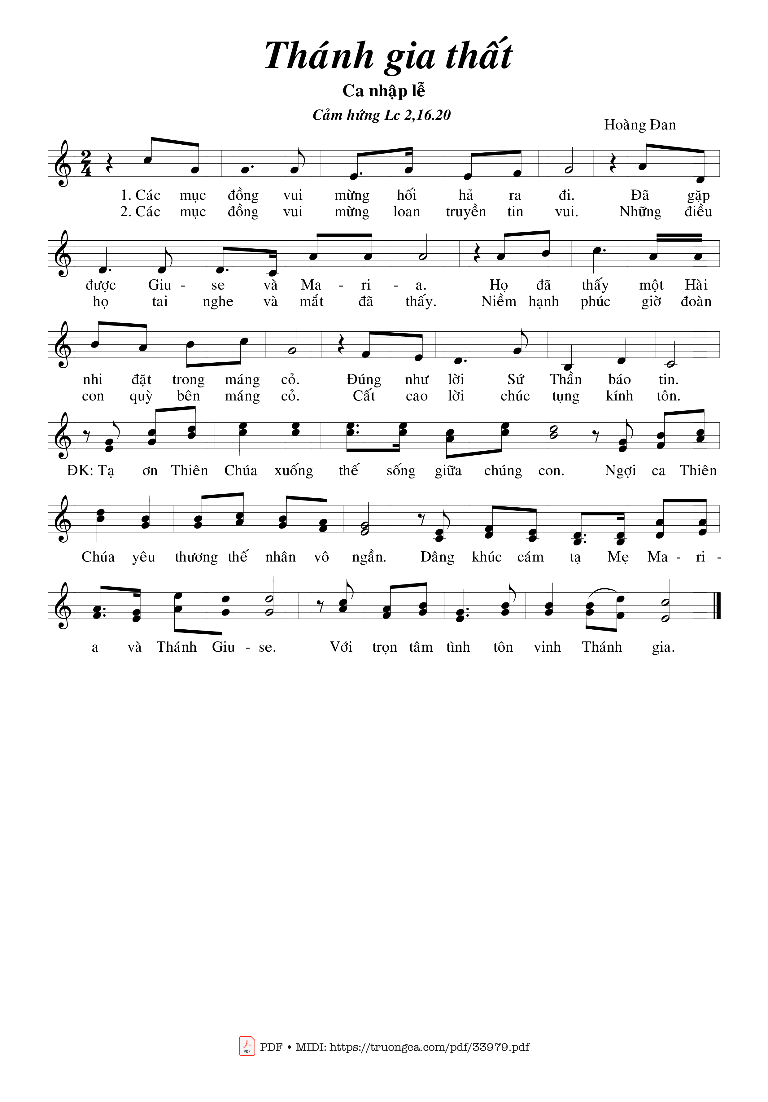 Sheet PDF of Lễ Thánh Gia