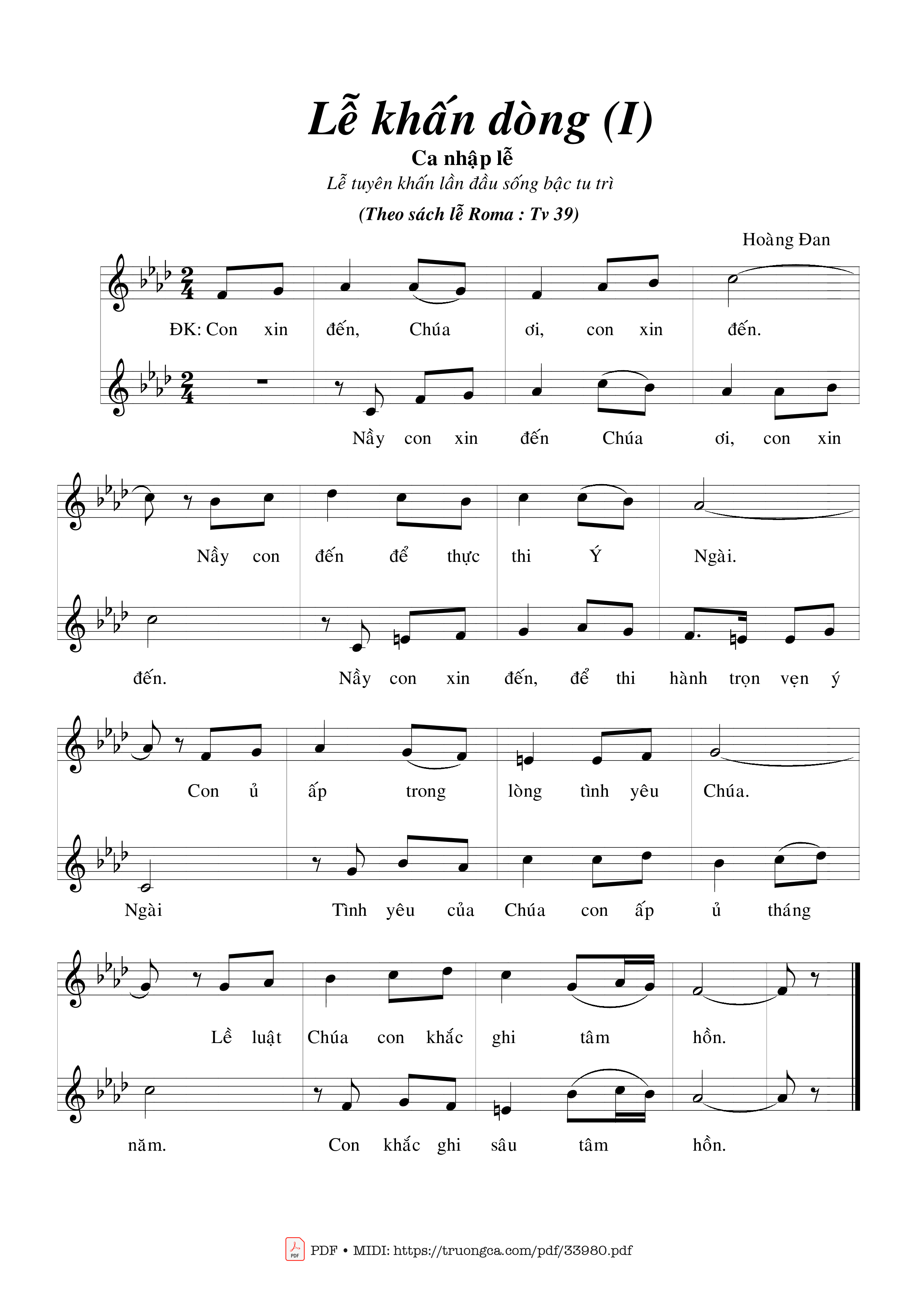 Sheet PDF of Lễ Khấn Dòng 1