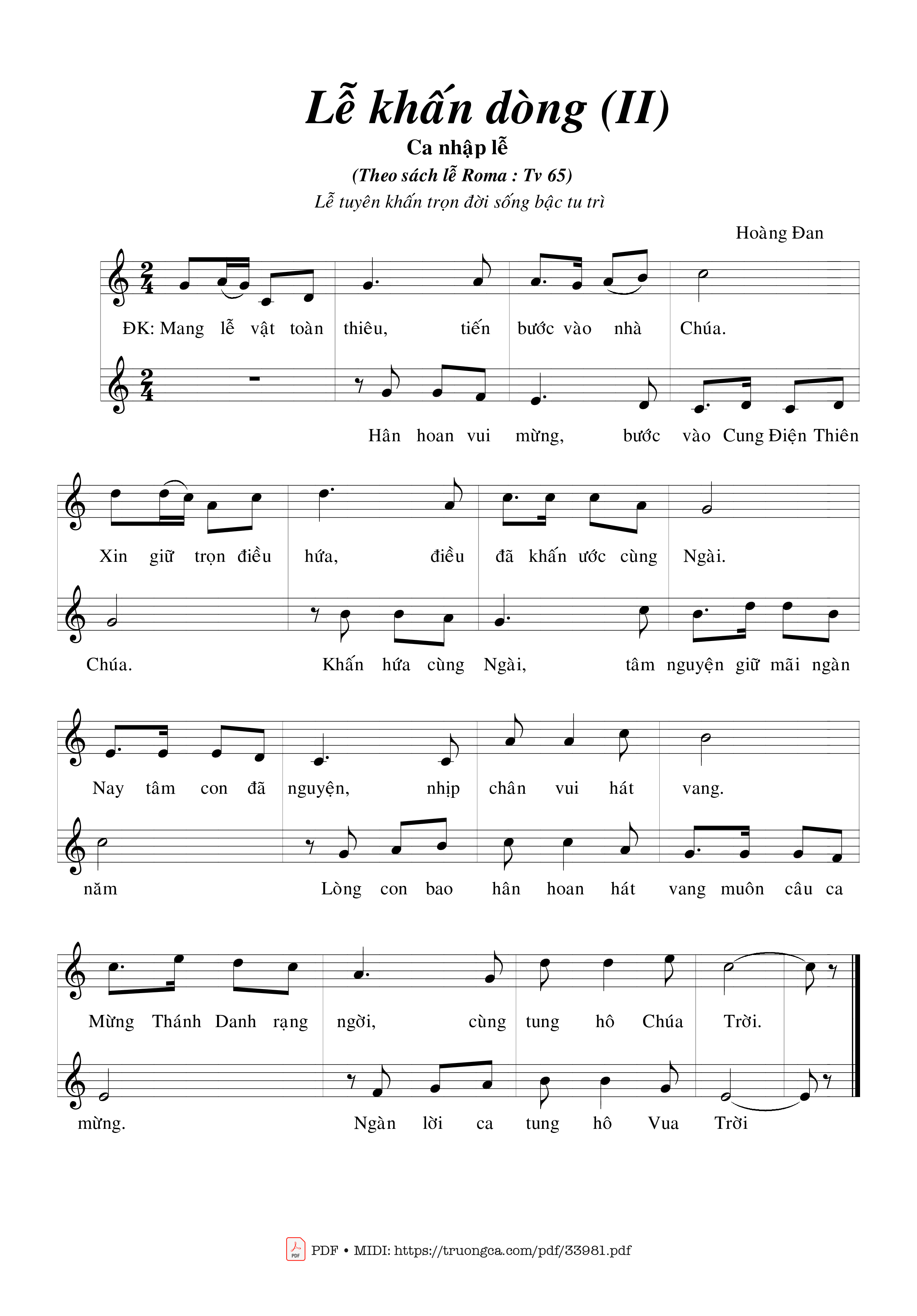 Sheet PDF of Lễ Khấn Dòng 2