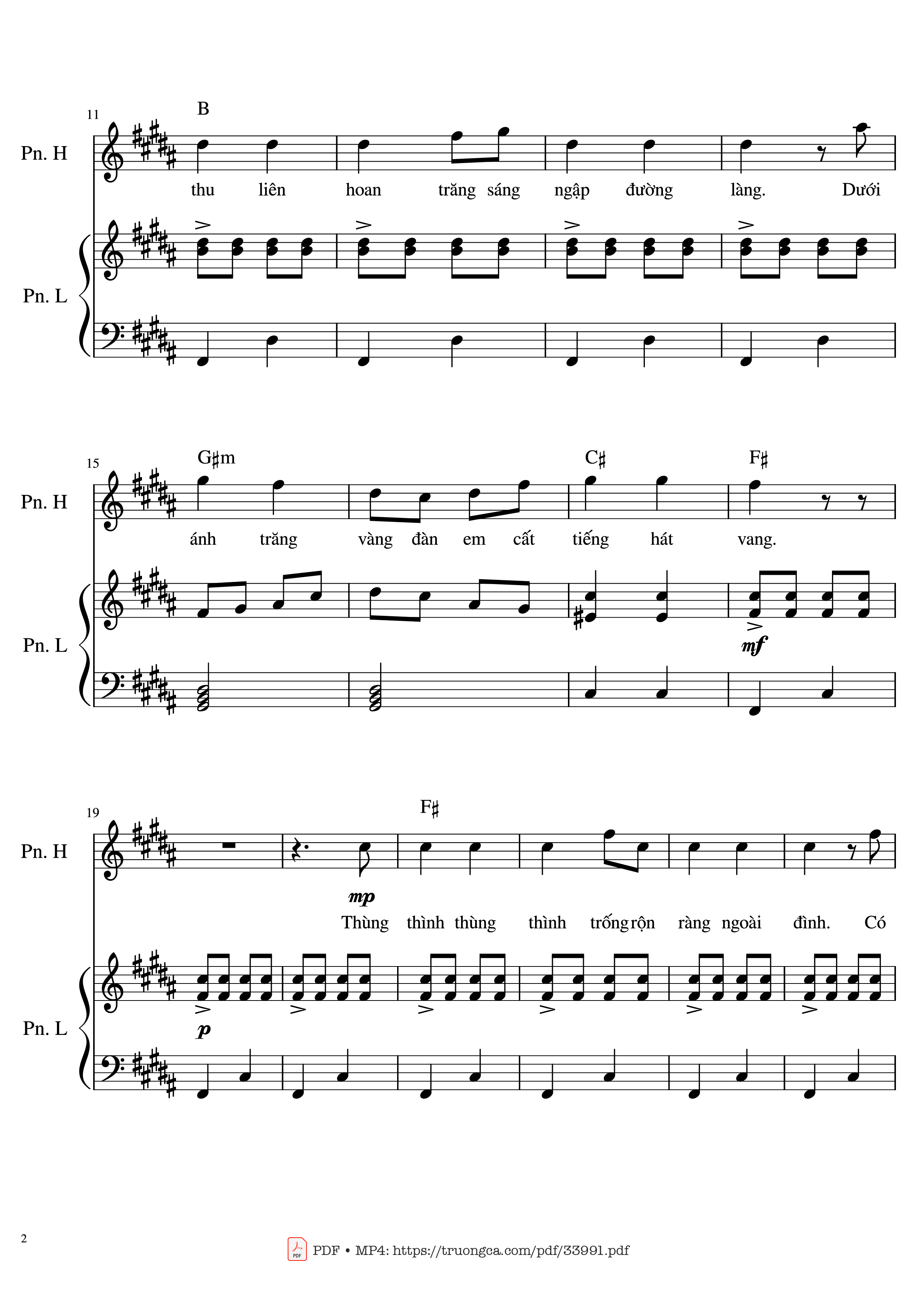 Page 2 of Sheet music PDF Piano Đêm Trung Thu 2 Piano (duet) - Phùng Như Thạch